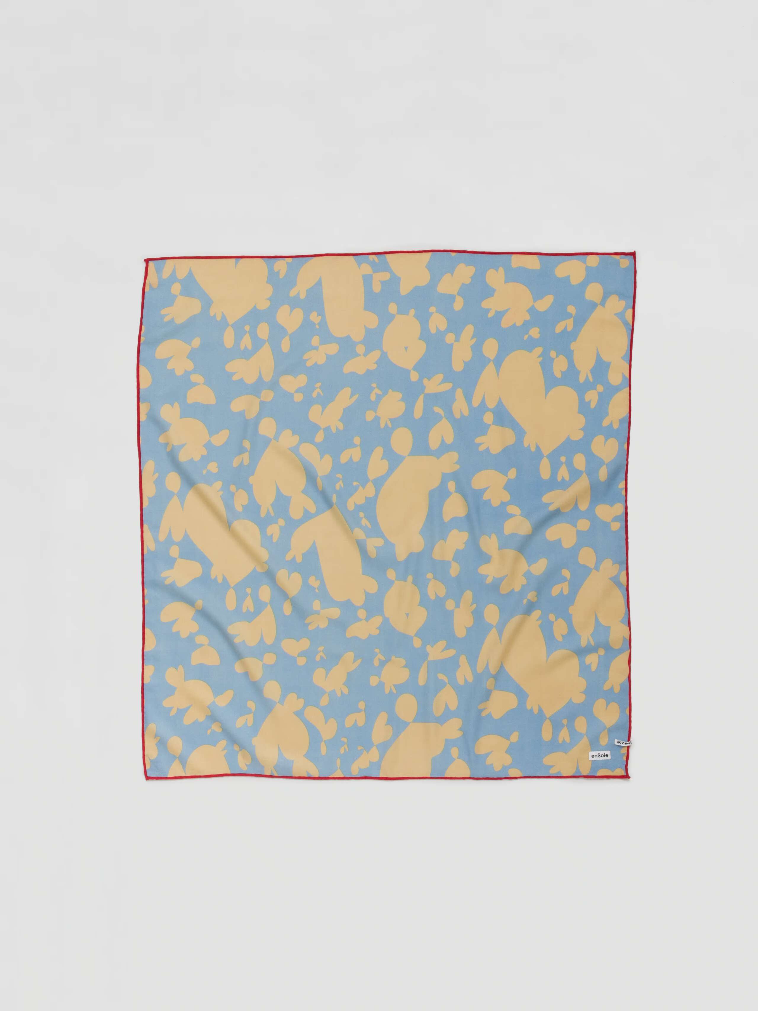 Inspired hearts wool foulard in light blue off white