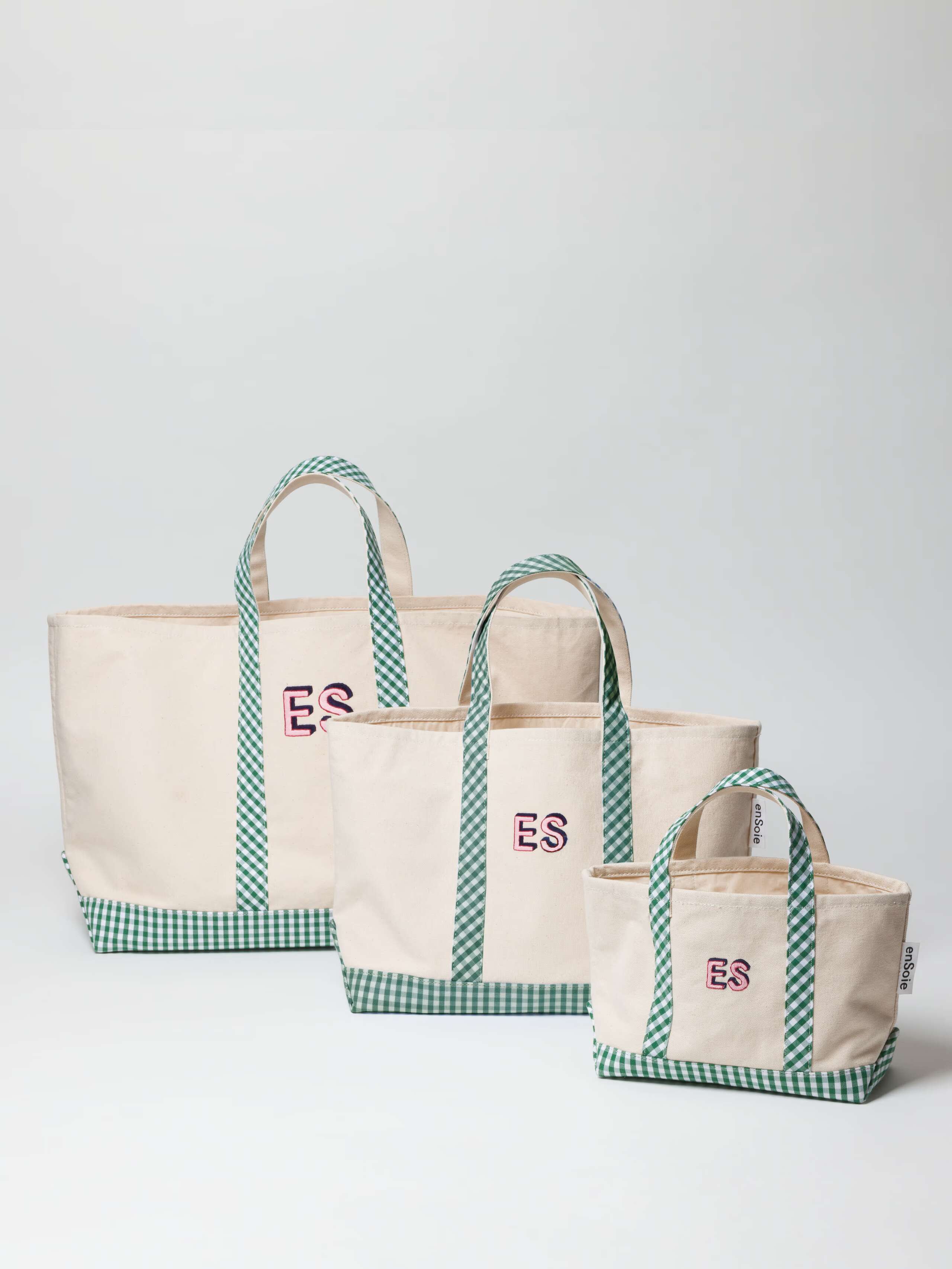 Personalised Ferry bag in green vichy