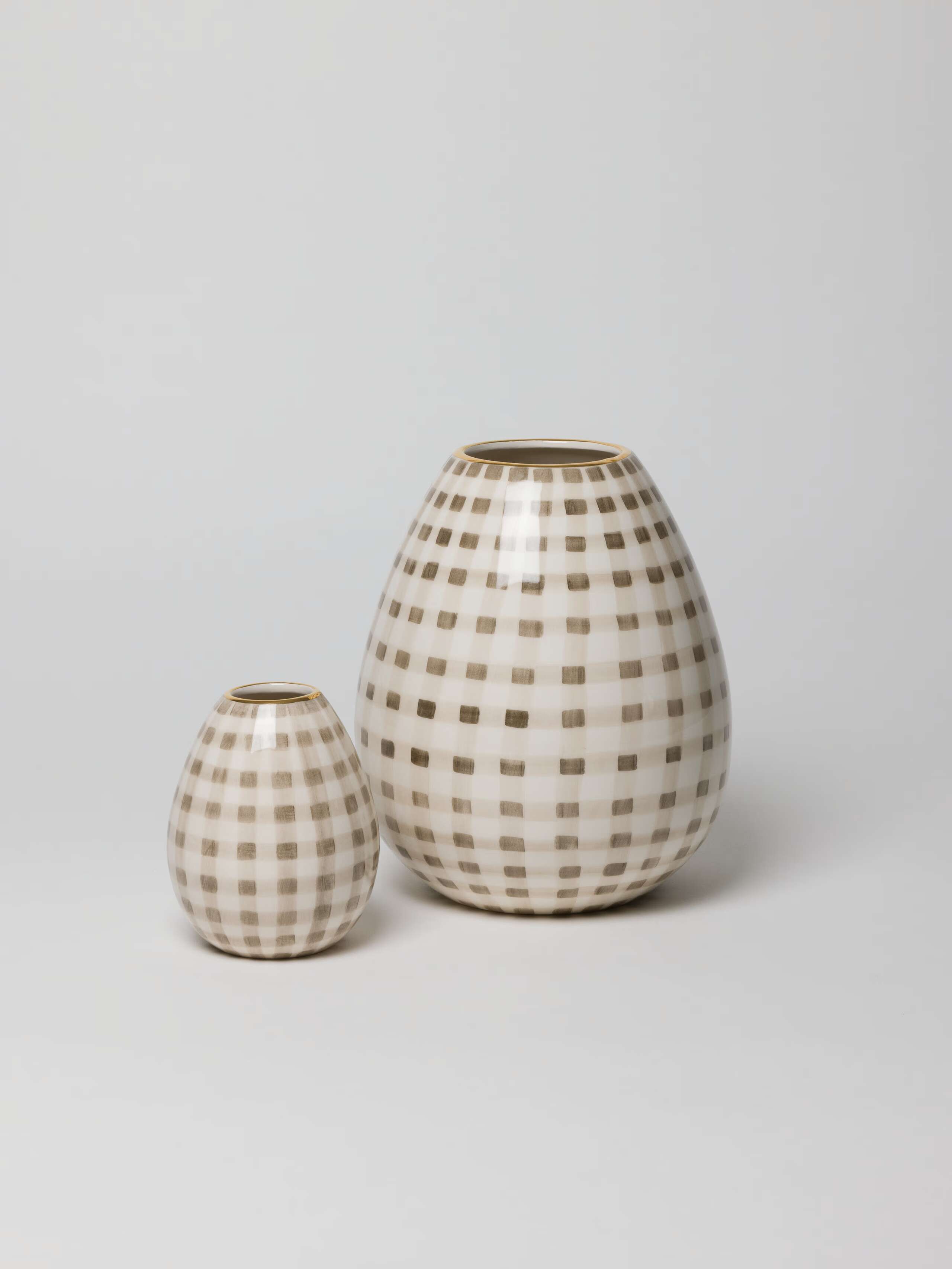 Egg vase in vichy linen clay new colour