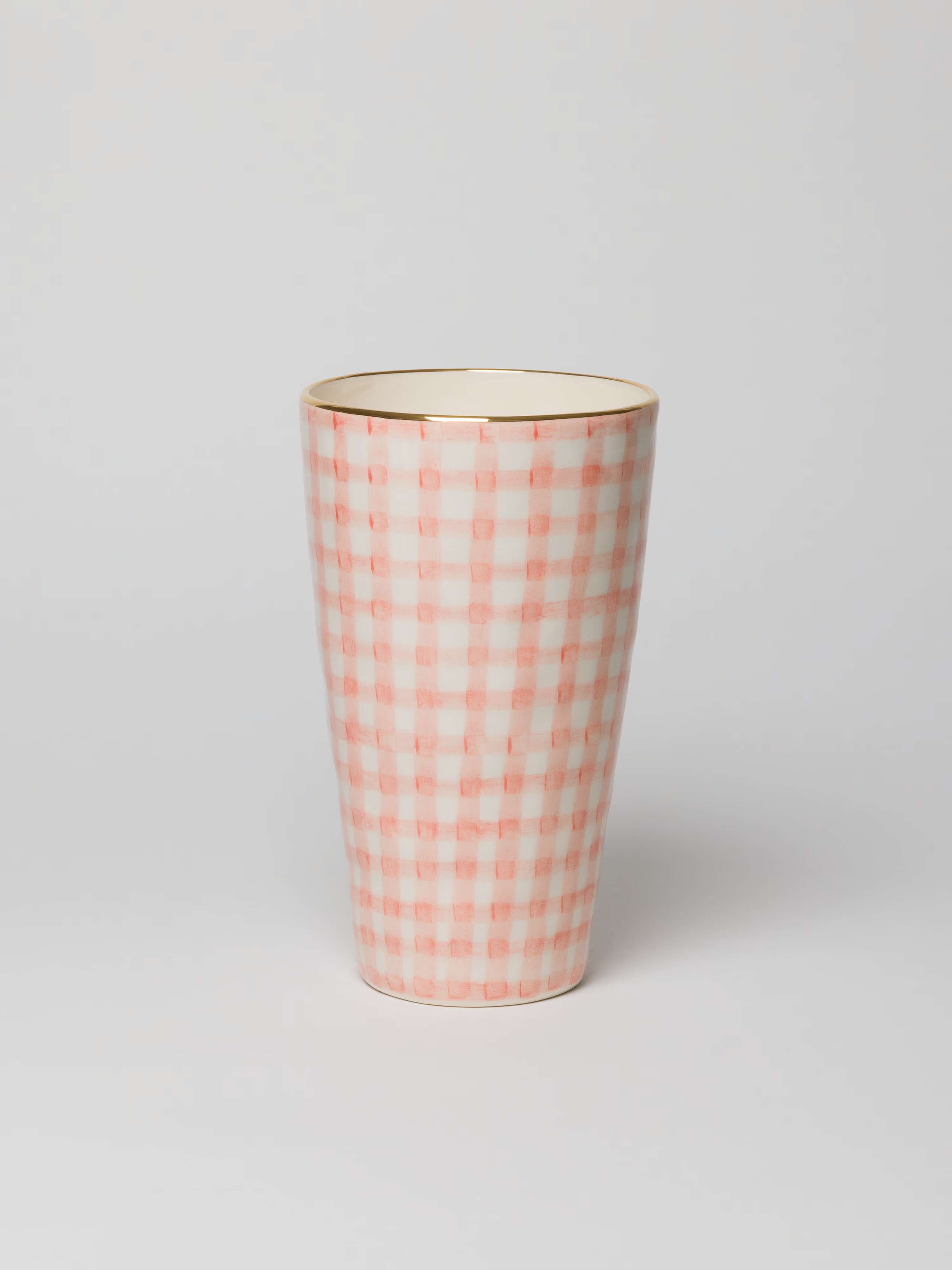 Sourire Vase slim vichy candy pink