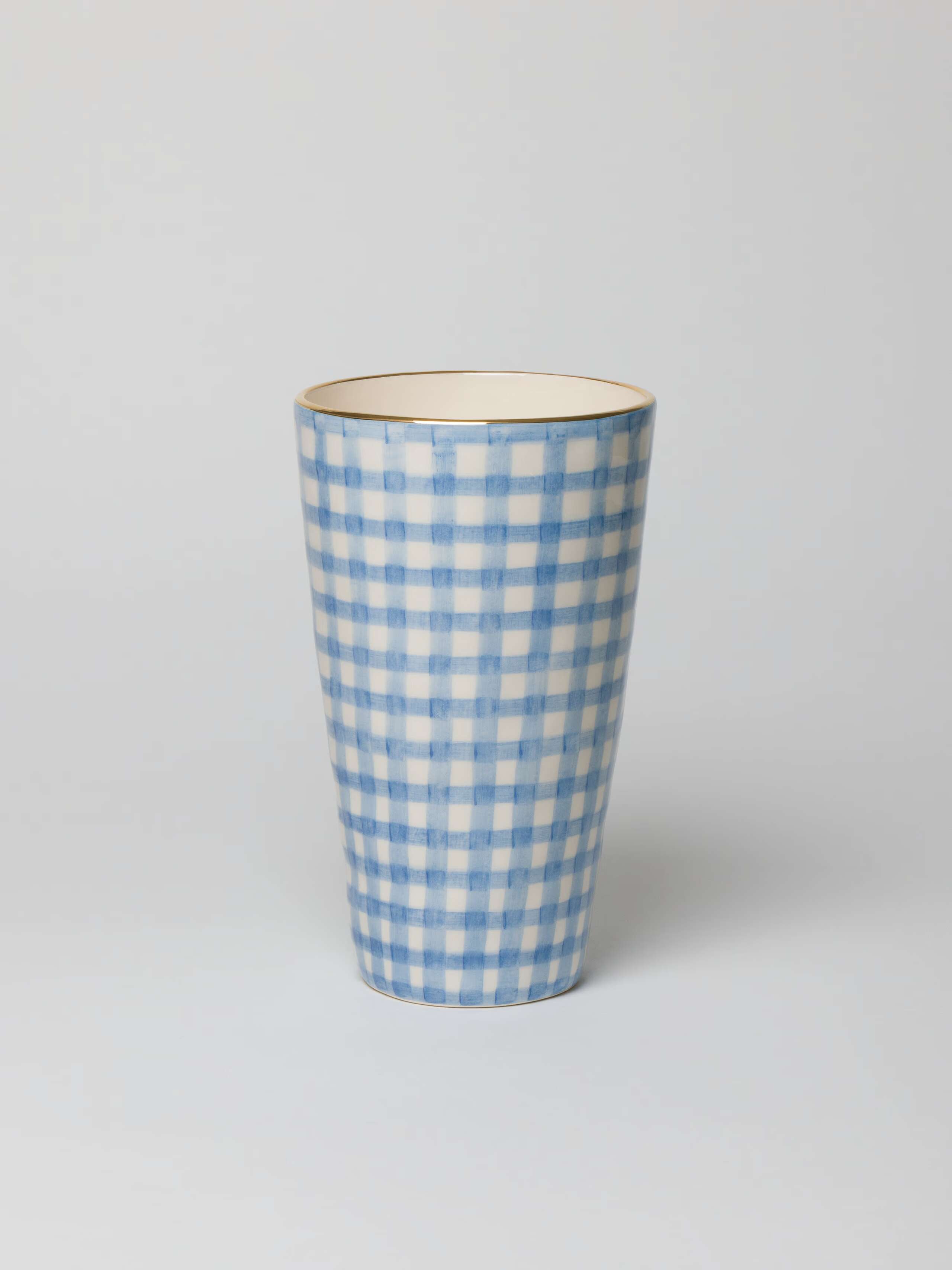 Sourire Vase slim vichy cerulean blue