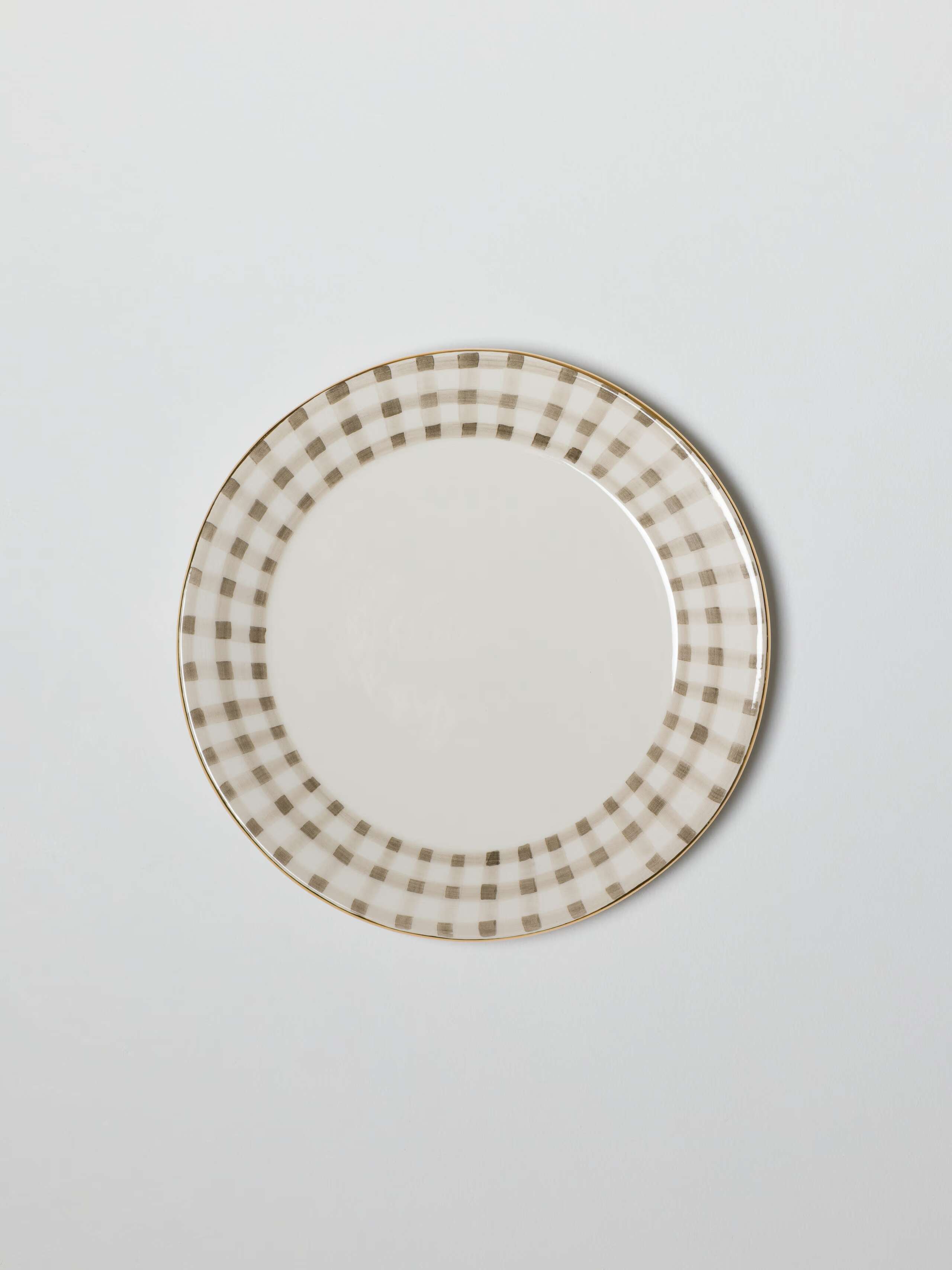 Kate breakfast plate in vichy Linen Clay
