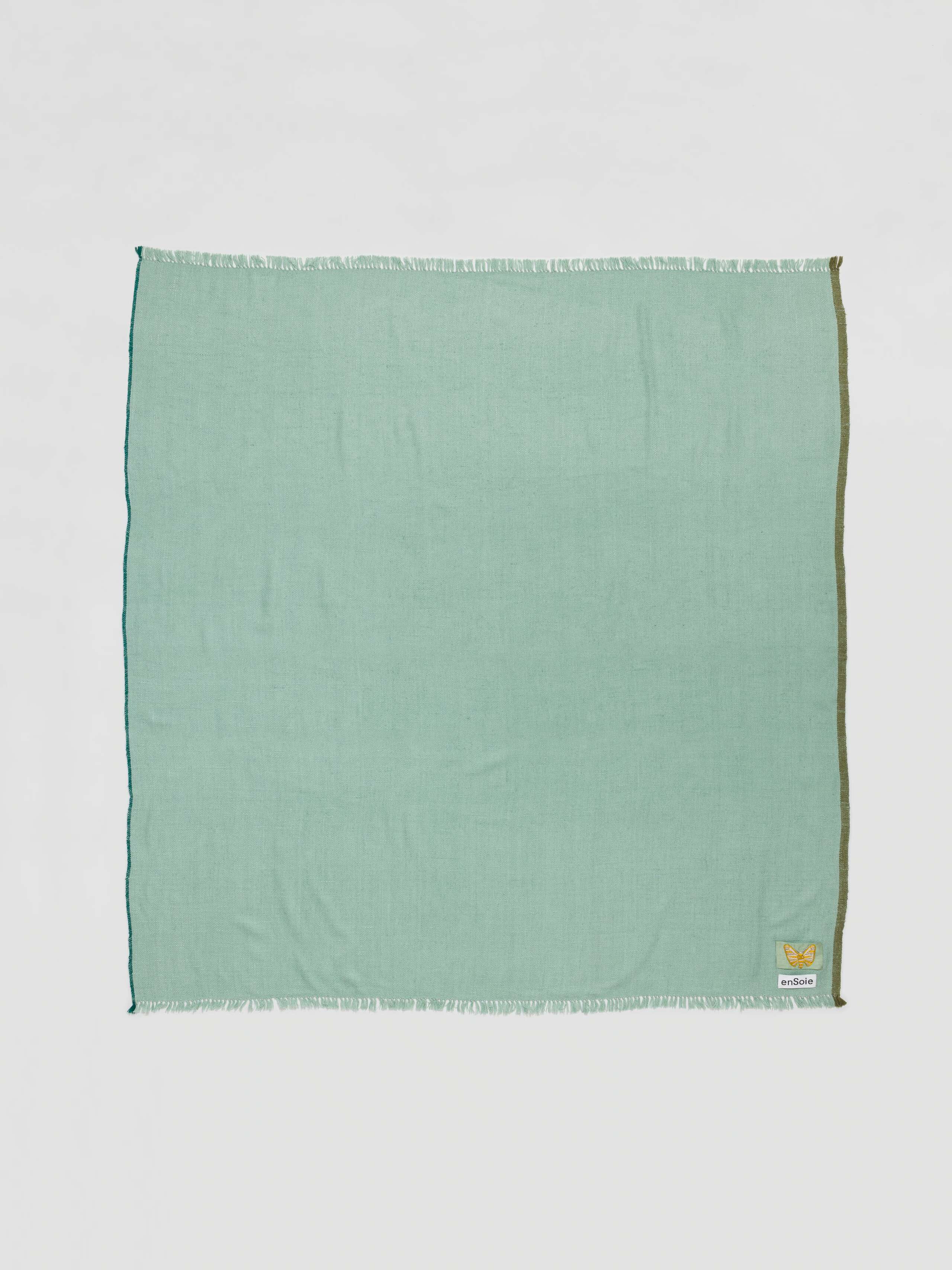 Picture of the square Blia handspun silk stole in mint green