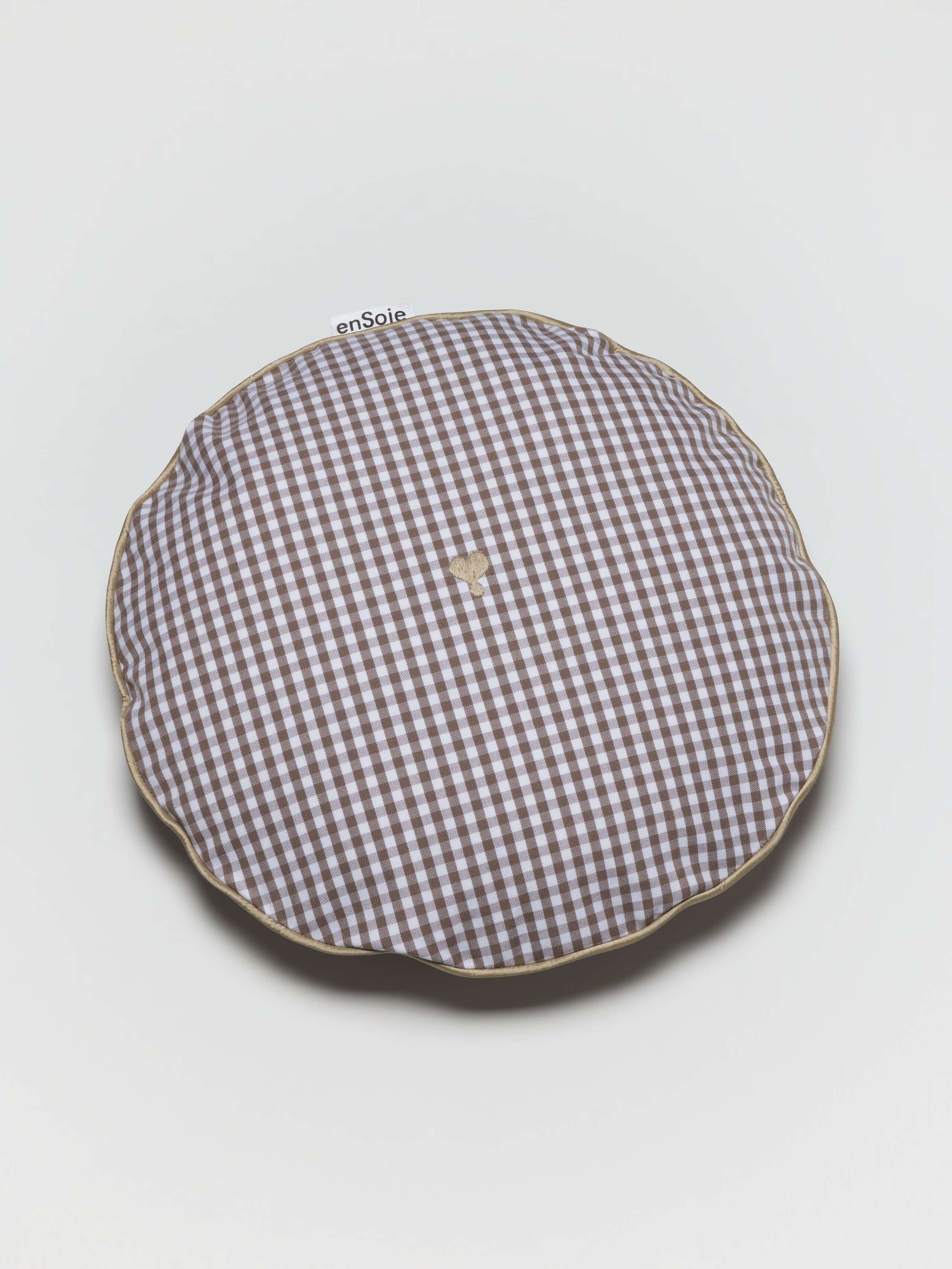 Juniper round pillow cover in moon rock vichy check