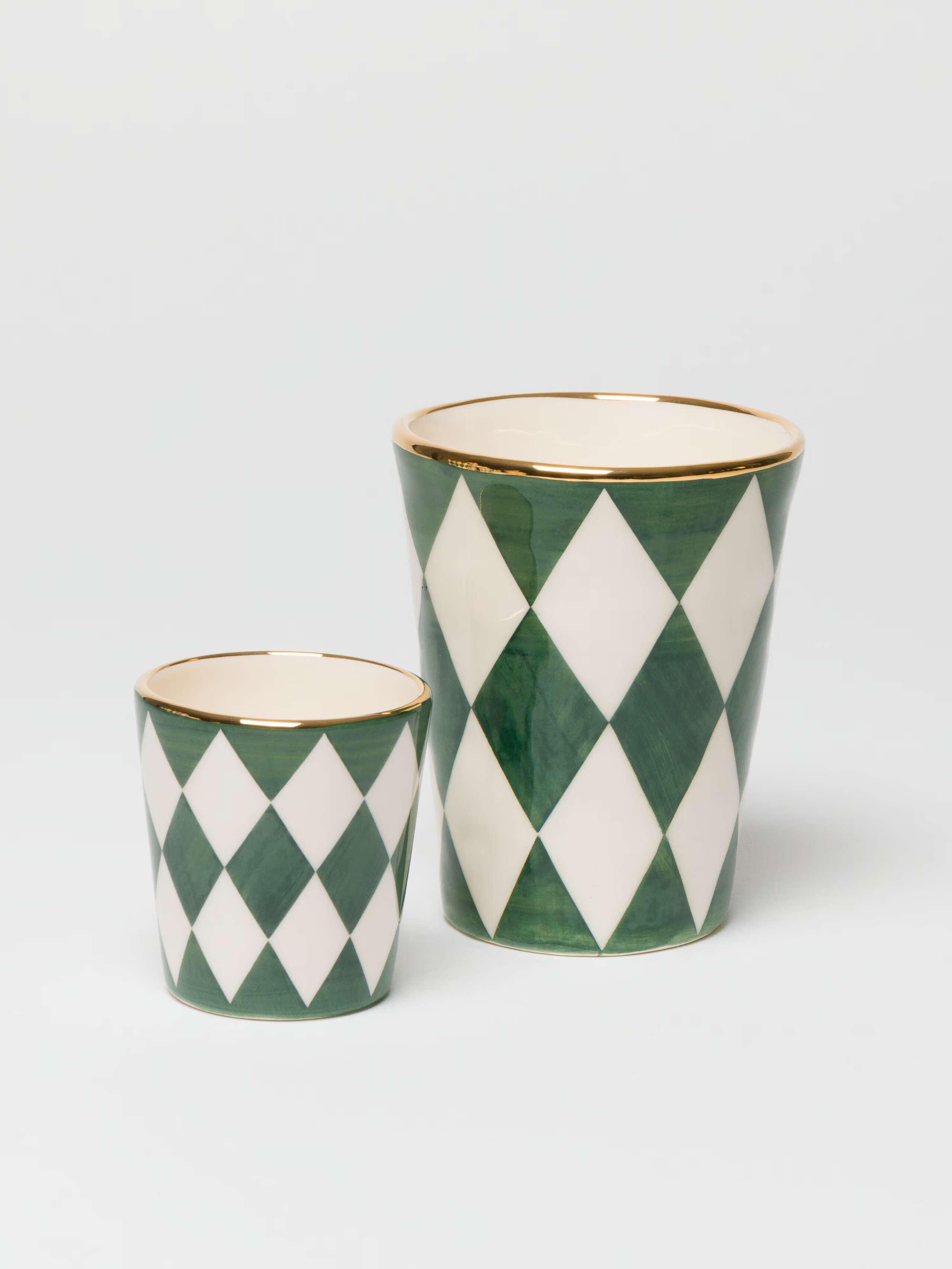 Sourire Cup XS and Espresso Cup in diamond, Linden Green