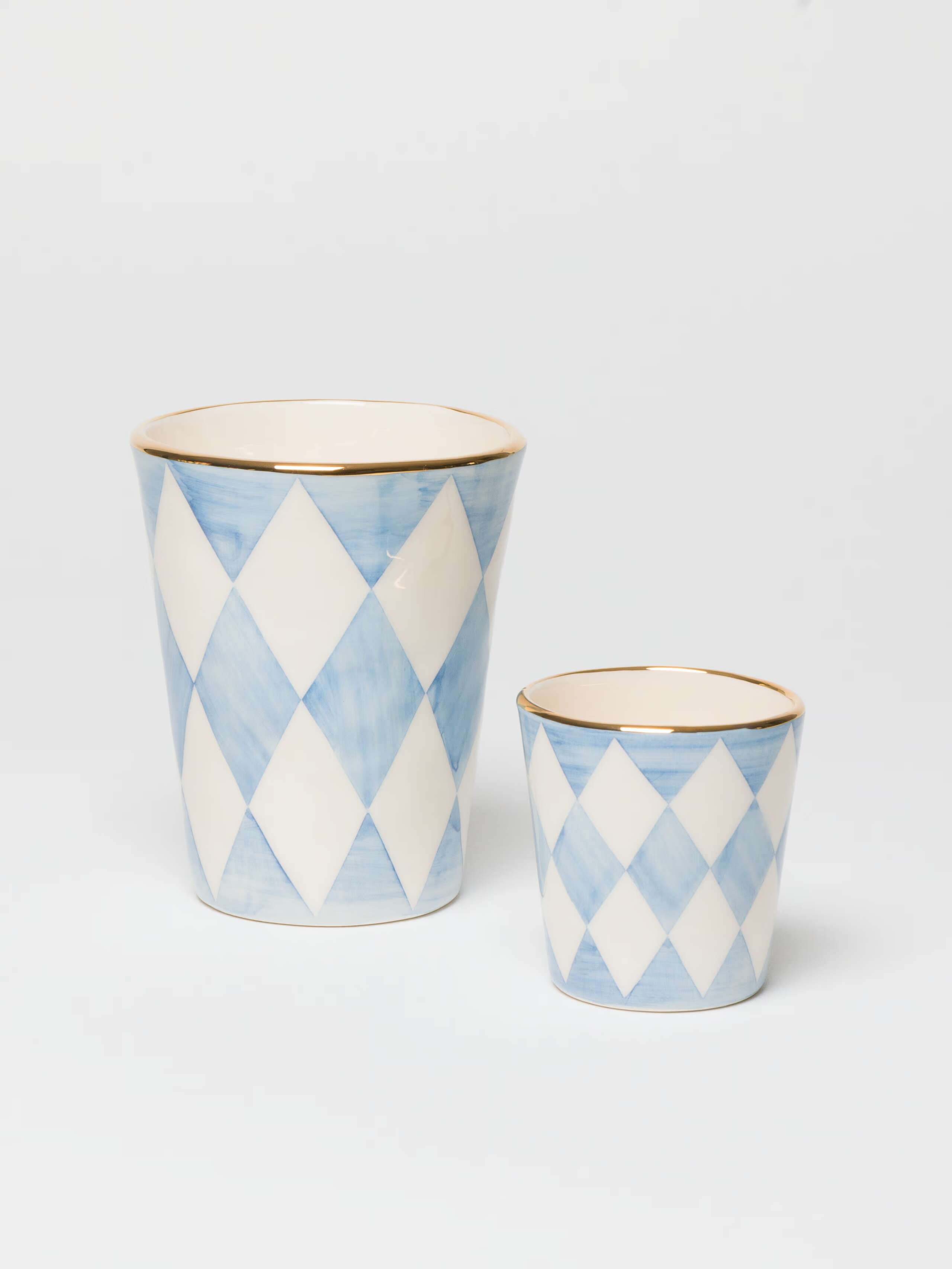 Sourire Cup XS and Espresso Cup in diamond, cerulean blue