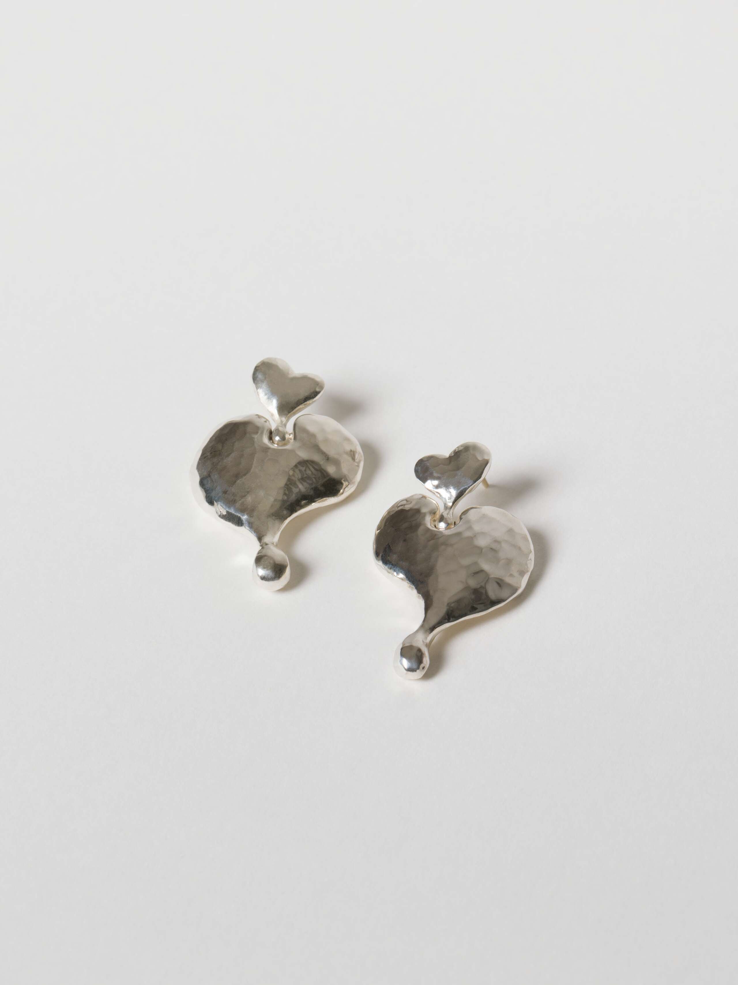 Soft heart earrings in sterling silver
