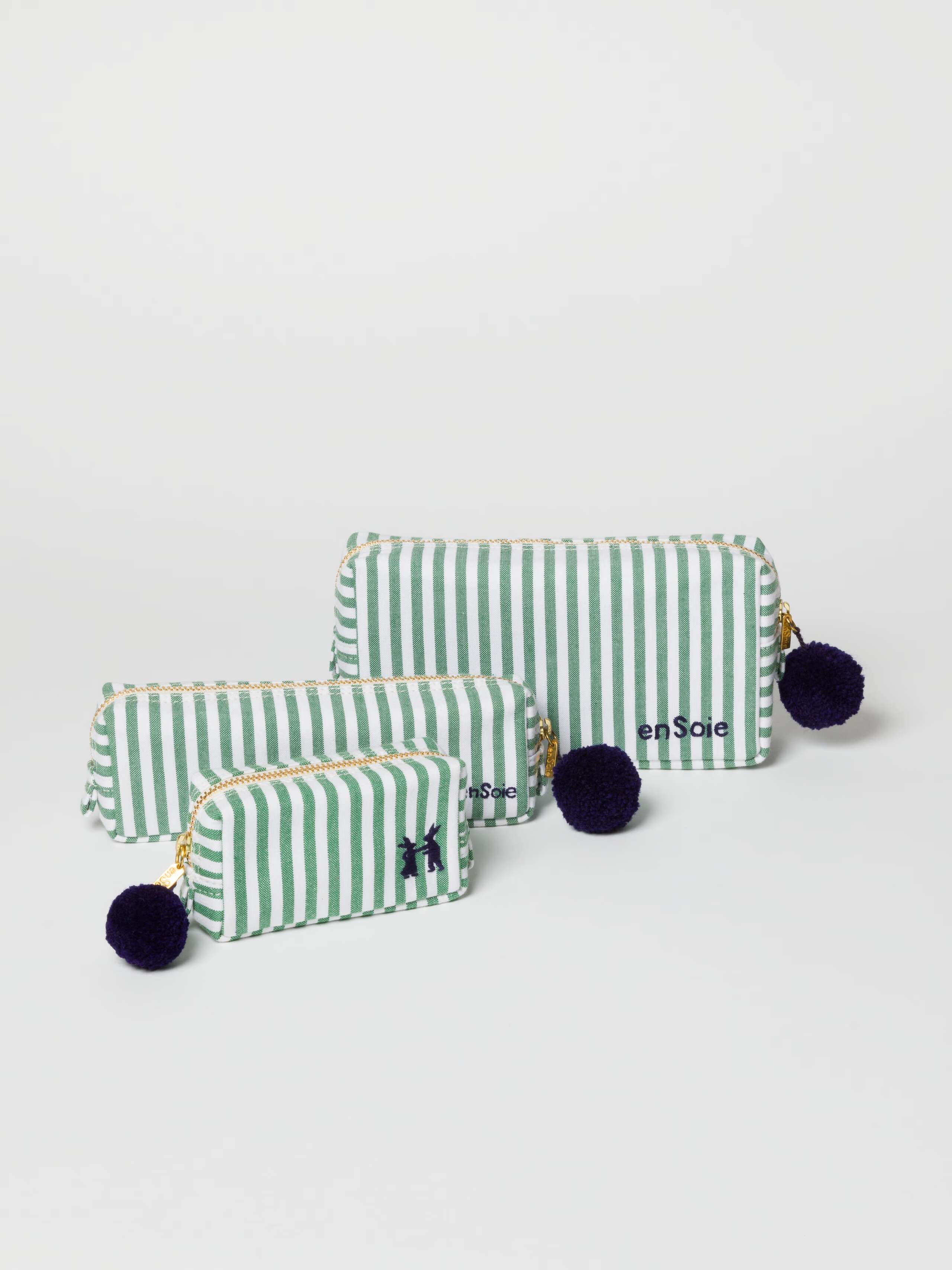Linda toiletry bags in Linden green stripes