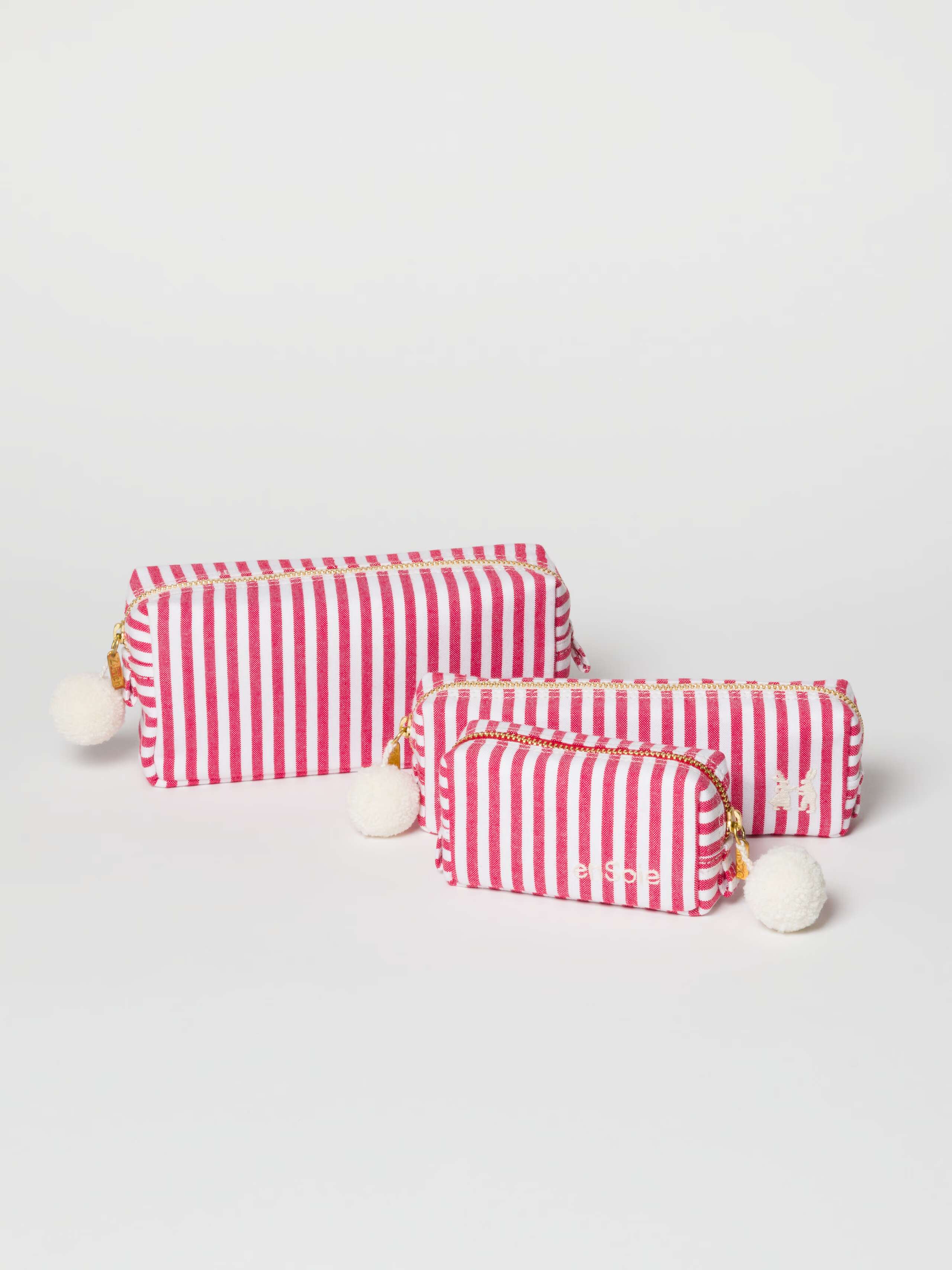 Linda toiletry bags in enSoie red stripes
