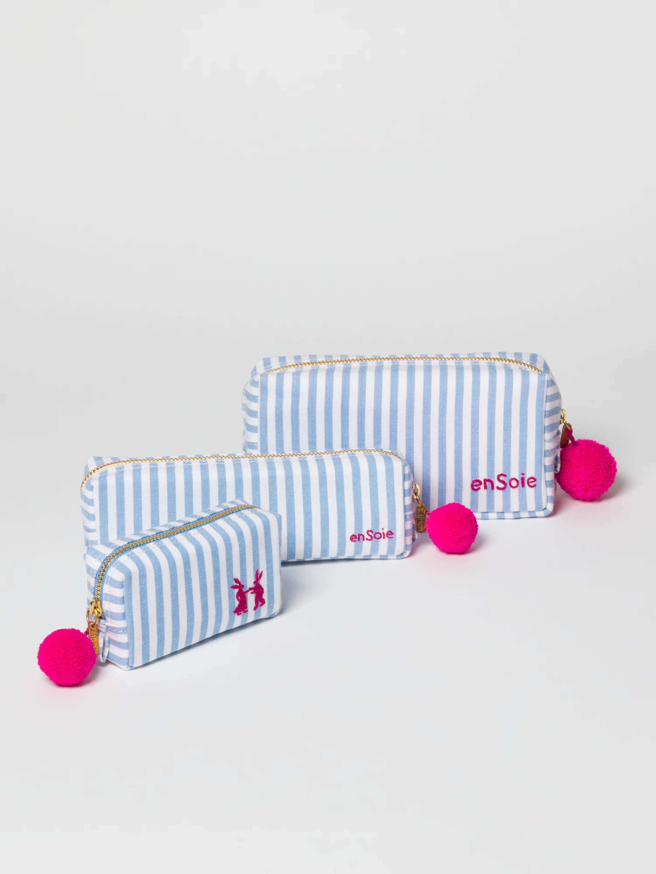 Linda toiletry bags in Cerulean Blue stripes