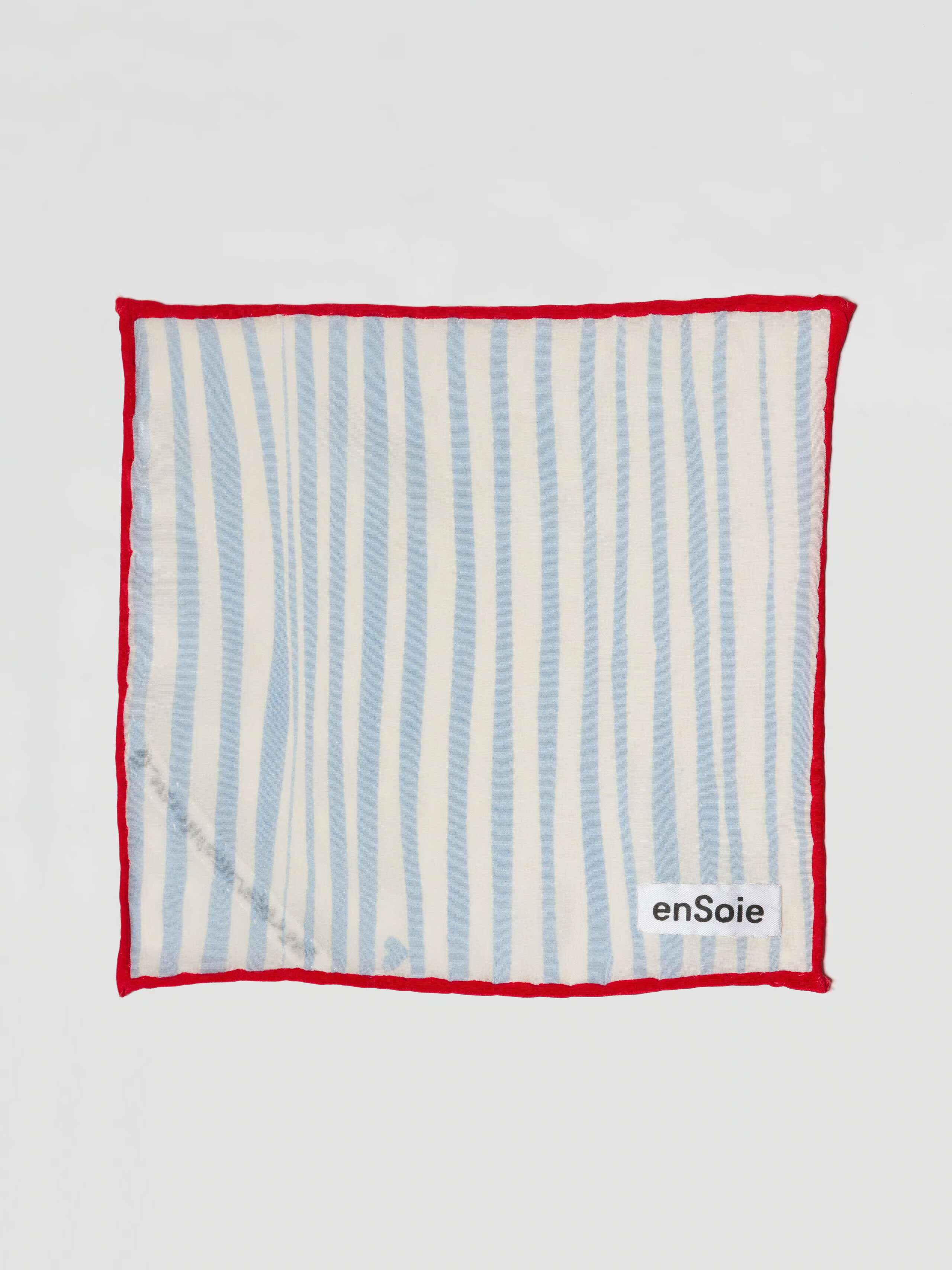 Carré Foulard 20 Silk, Stripes print, White, Cerulean Blue