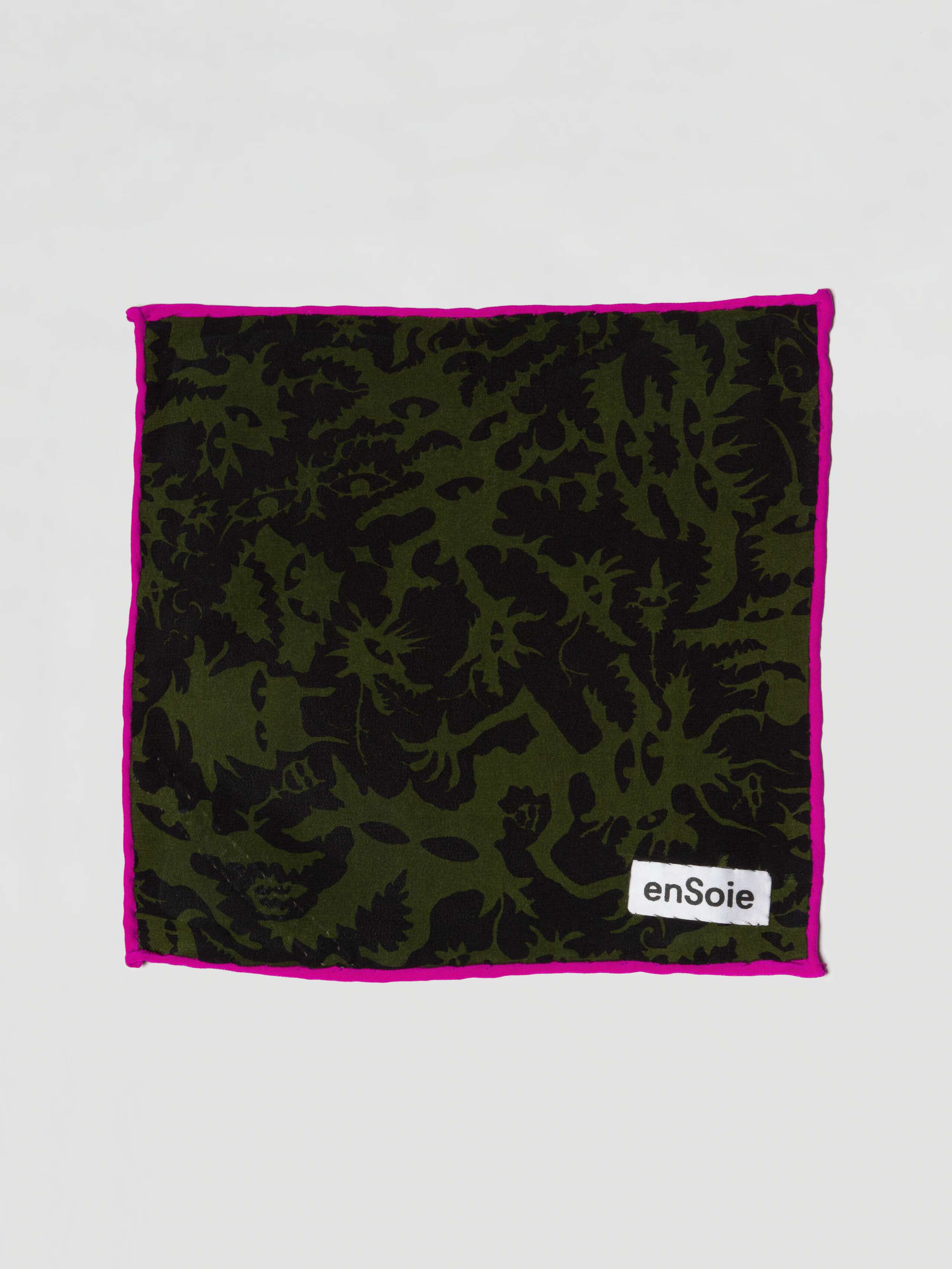 Carré foulard 20 Silk, Monsters print, Khaki, Black
