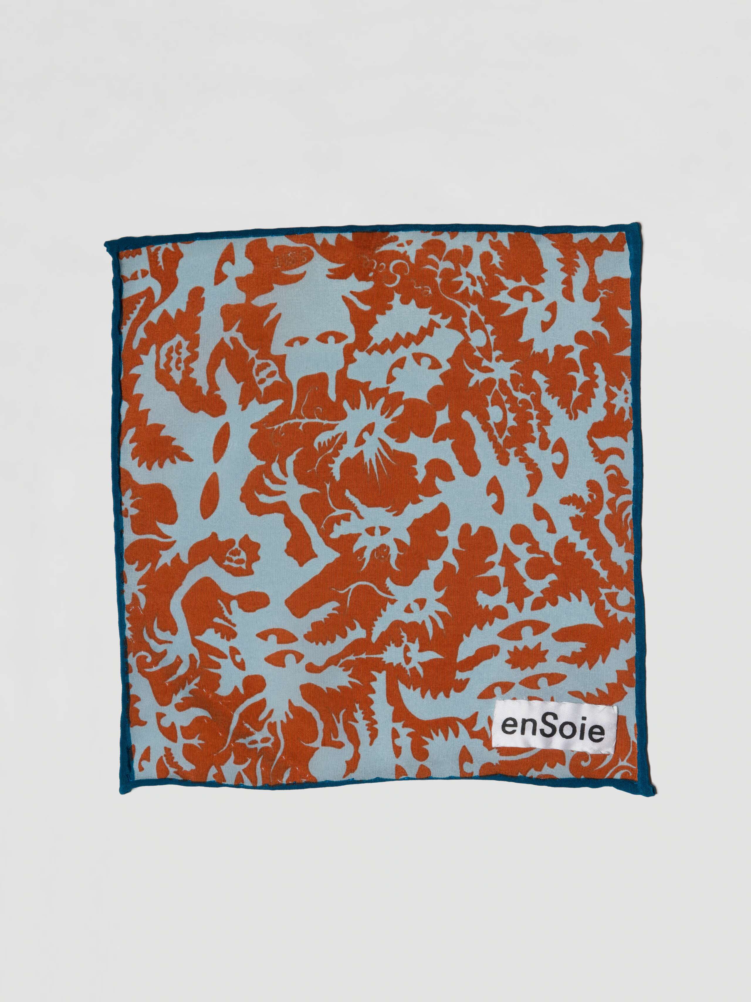 Carré foulard 20 Silk, Monsters print, Rust, Mint