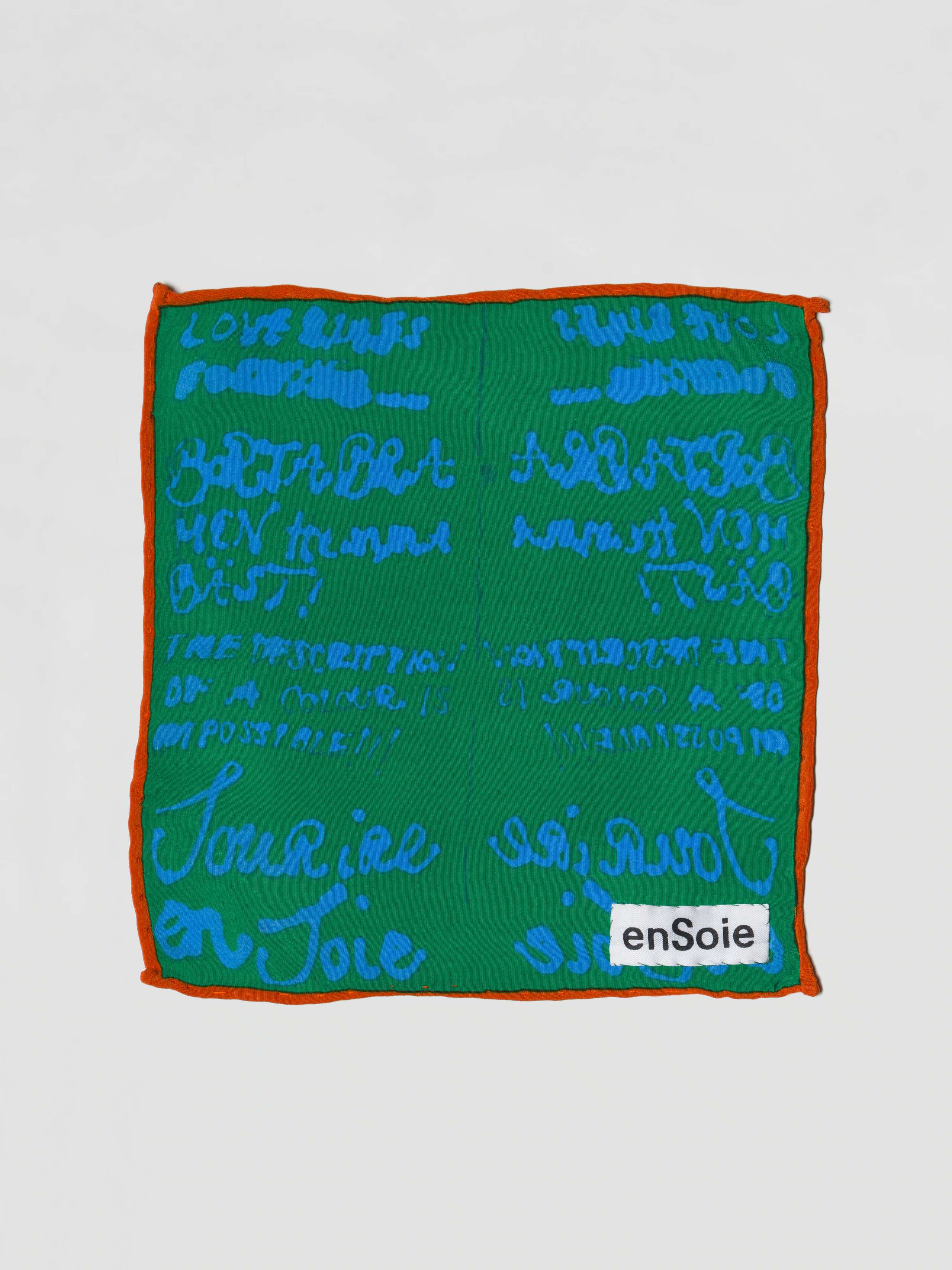 Carré foulard 20 Silk, Proverb print, Jungle Green, Ocean Blue