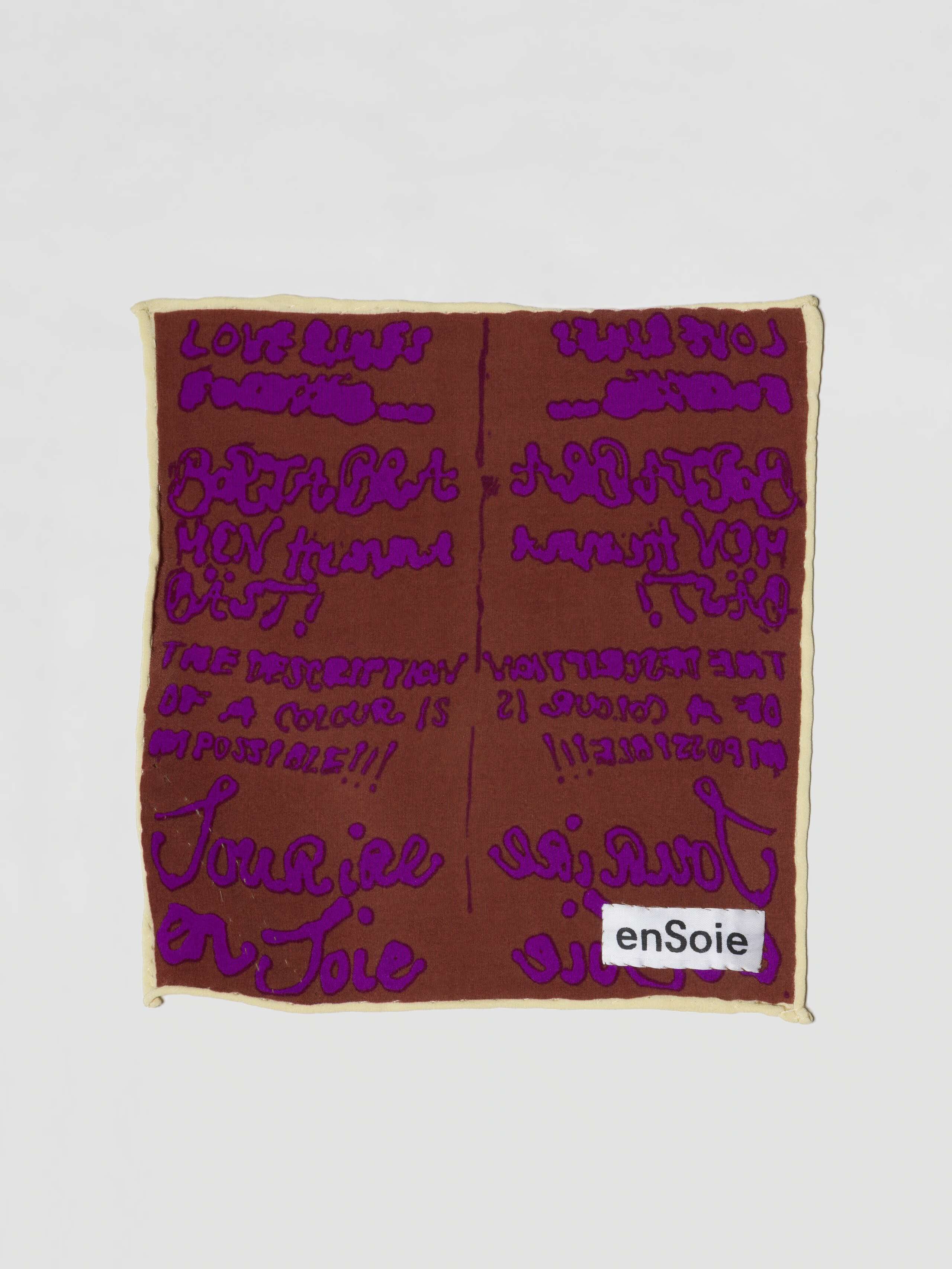 Carré foulard 20 Silk, Proverb print, Brown, Purple