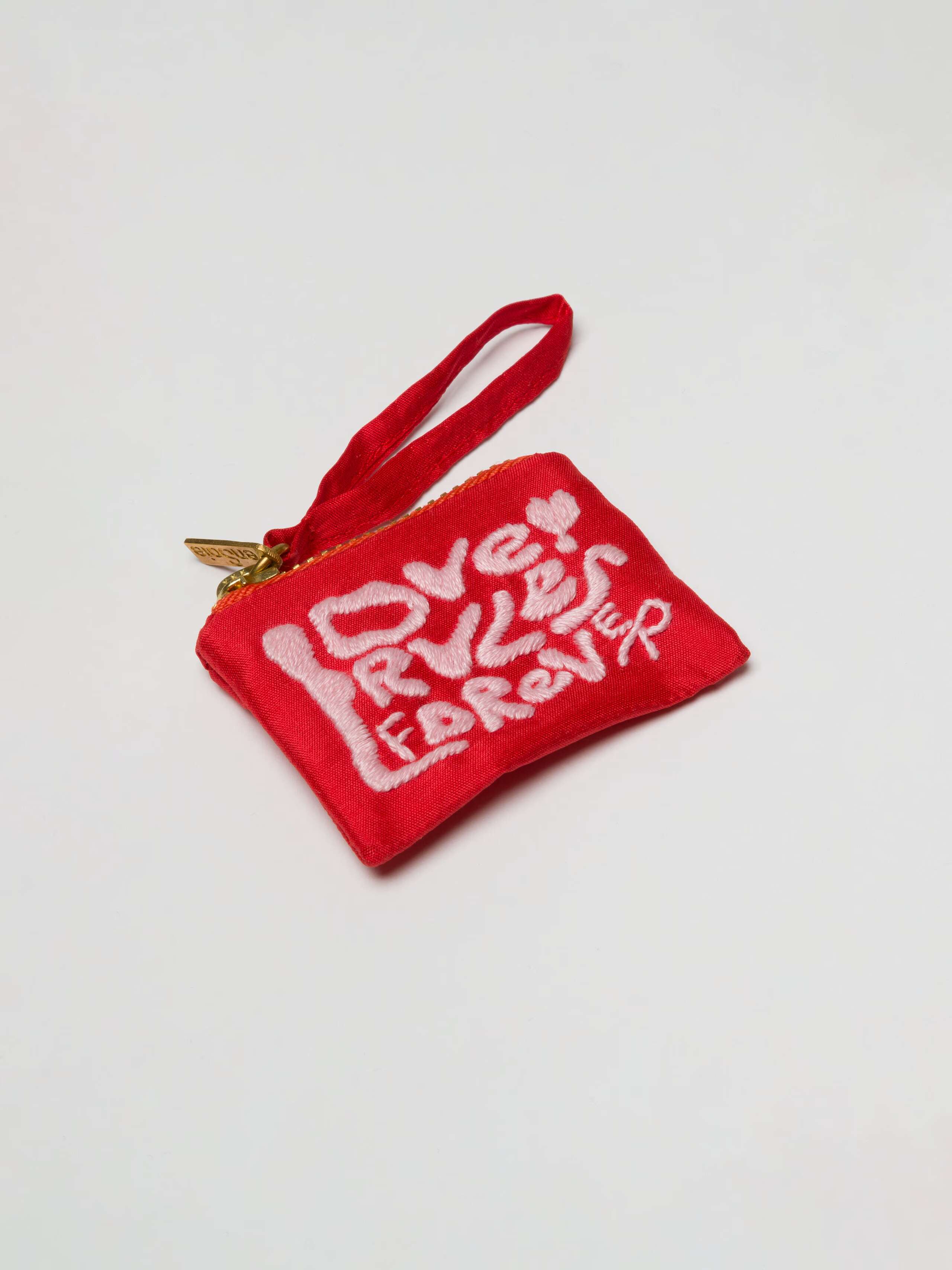 Fancy charms LRF clutch miniature charm in red silk embroidered