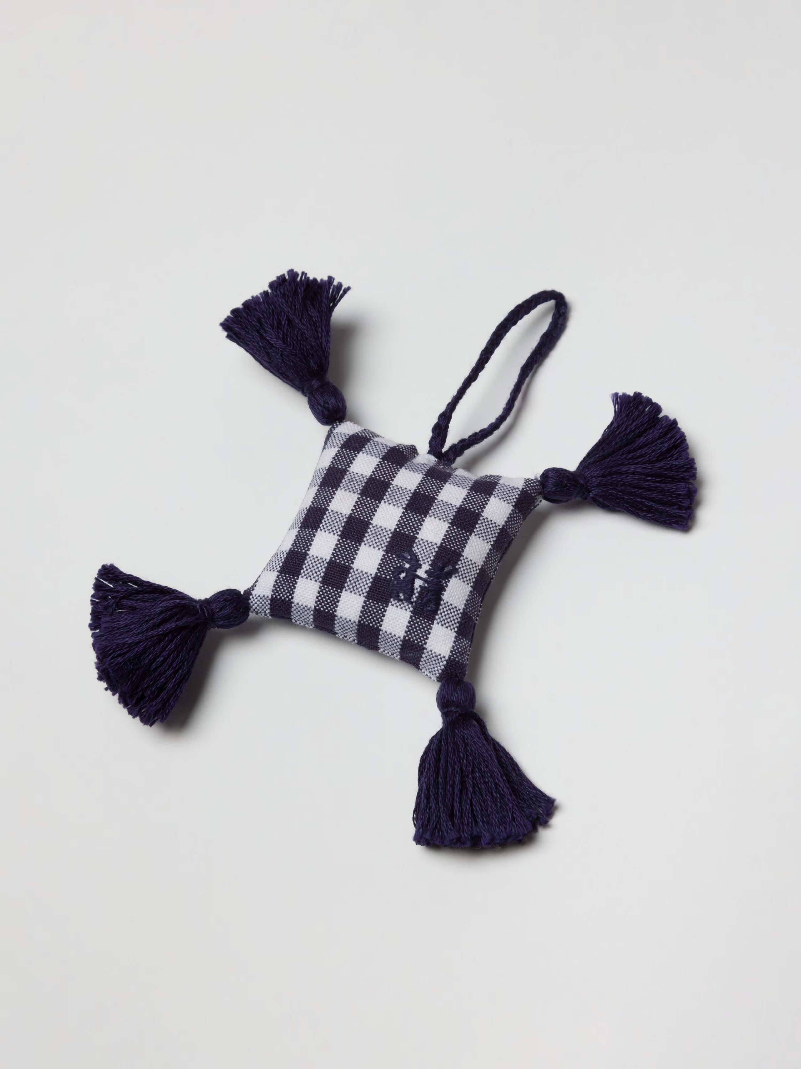 Mila pillow cover fancy charm in navy vichy cotton