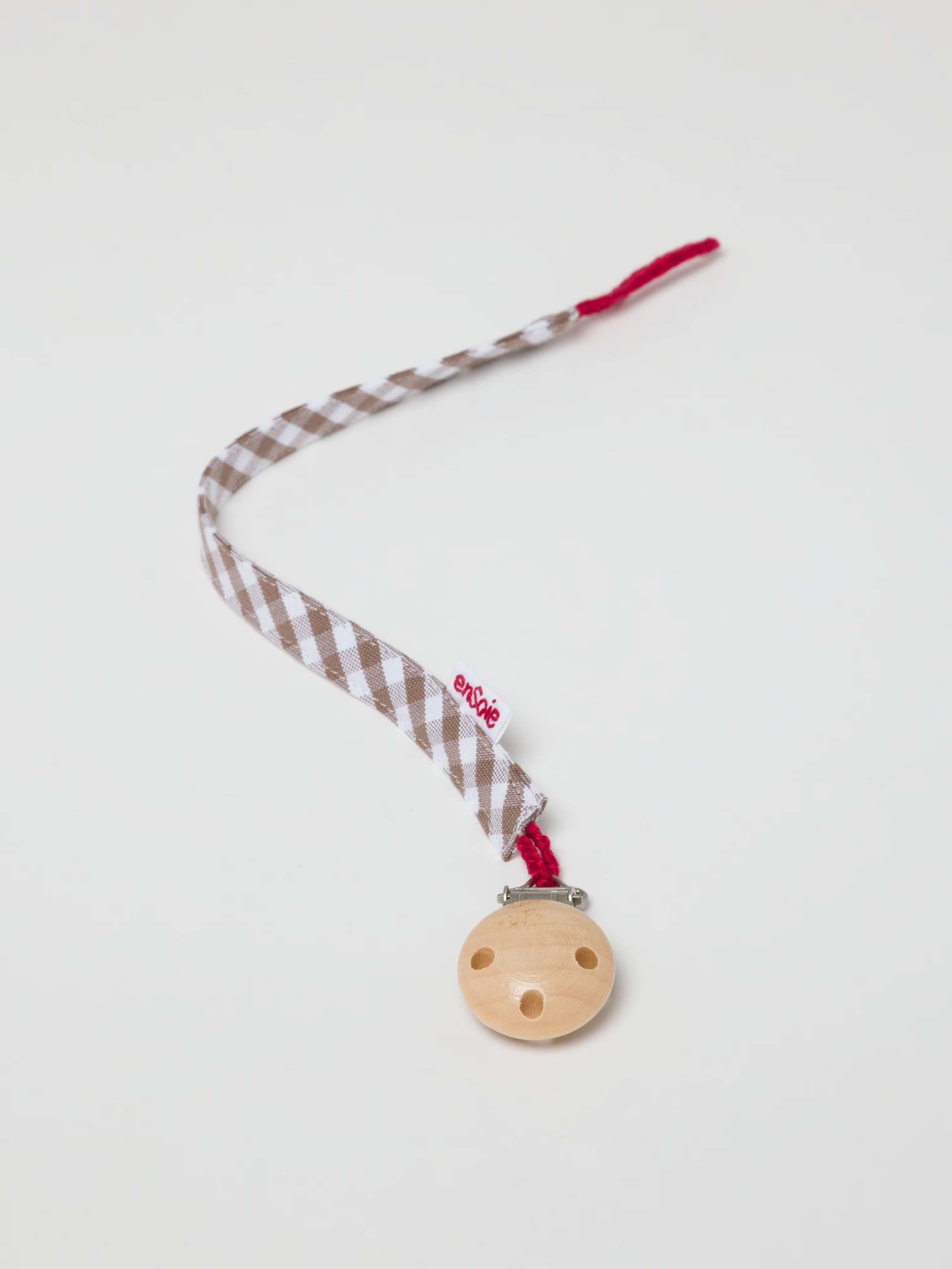 Finn pacifier strap in vichy cotton moon rock