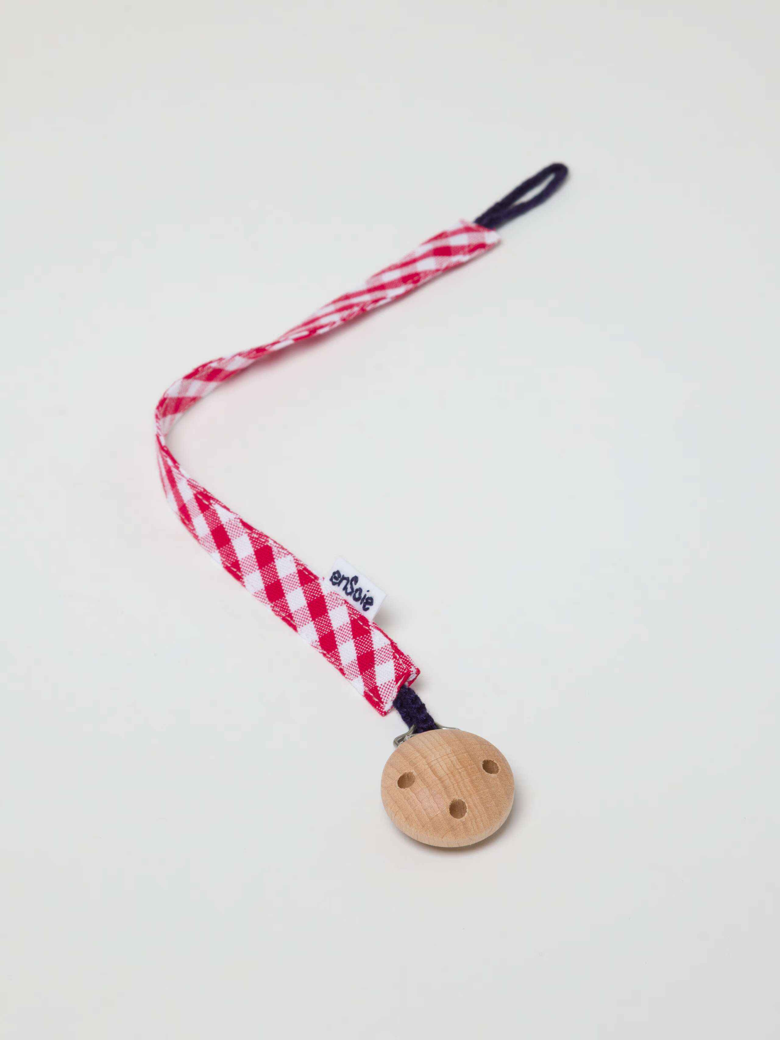 Finn pacifier strap in vichy cotton red