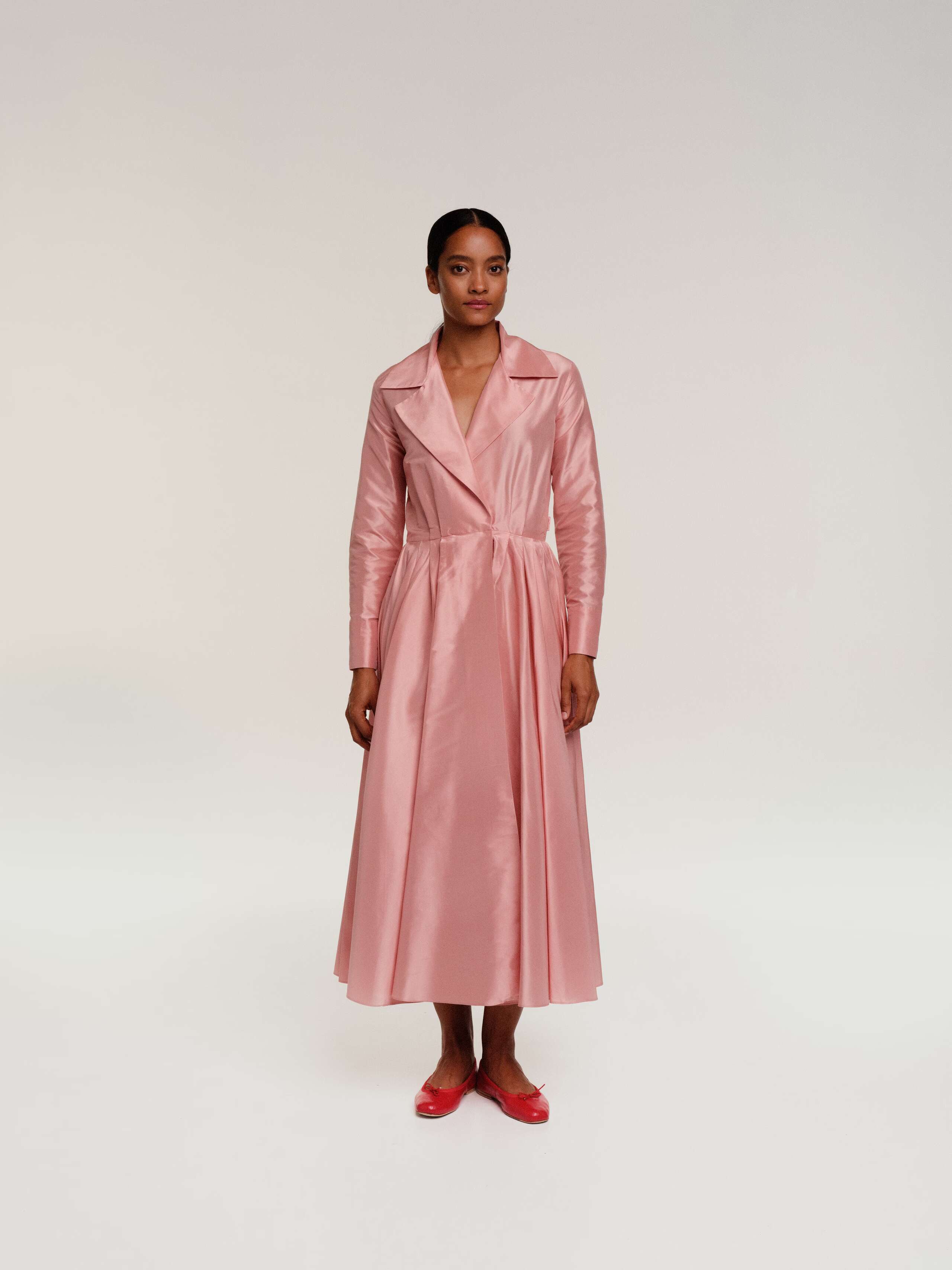 delphine silk long dress in fleur rose