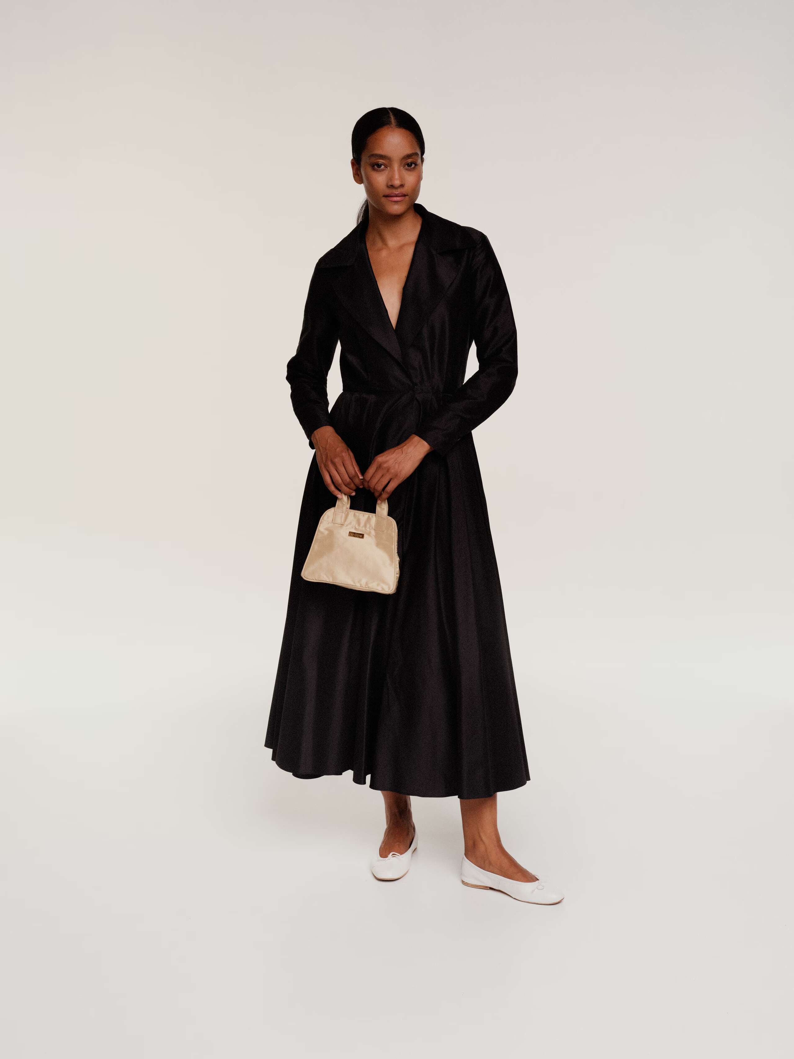 Best black long Delphine dress in silk