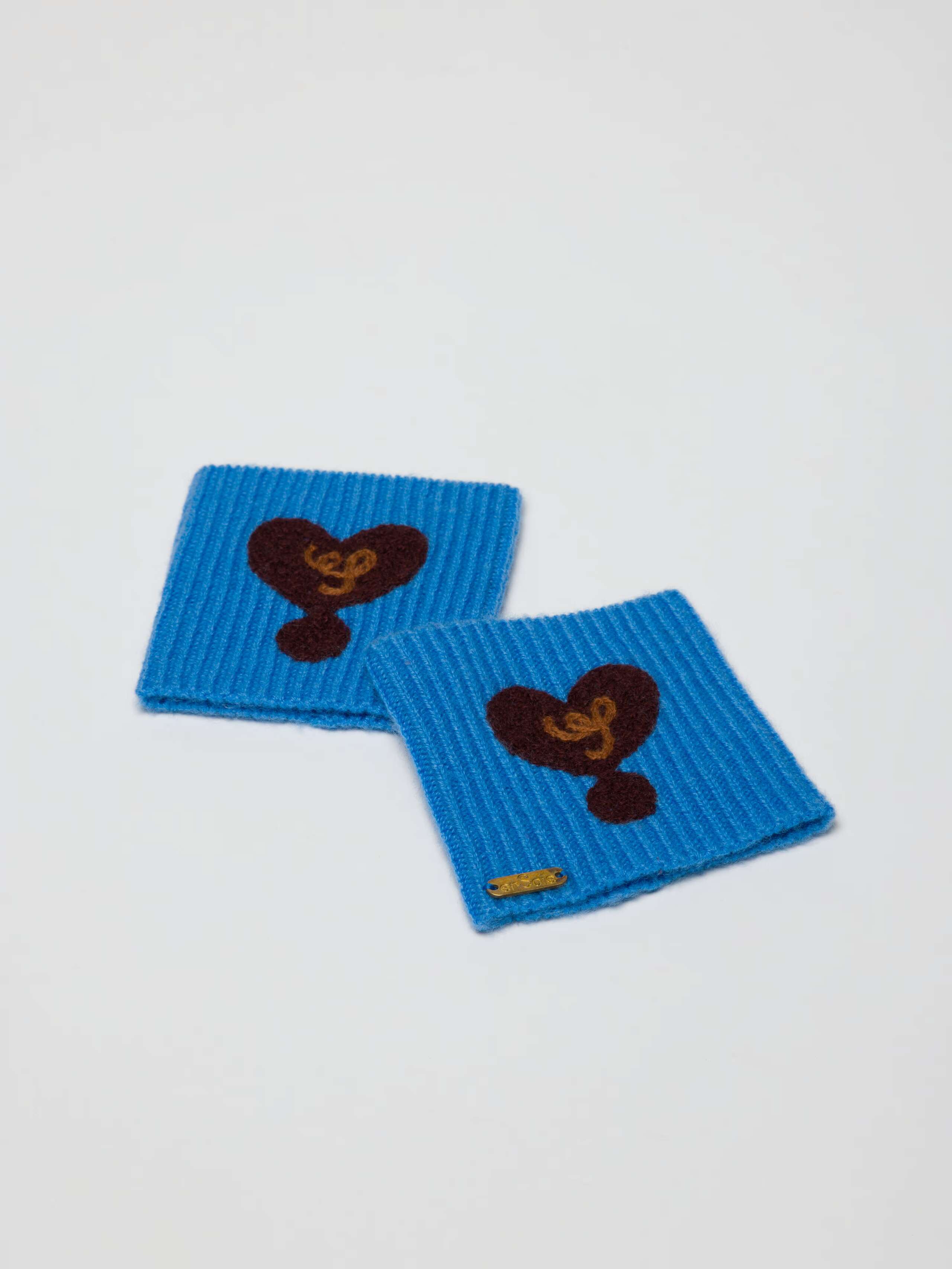 Picture of blue cashmere wrist warmers 