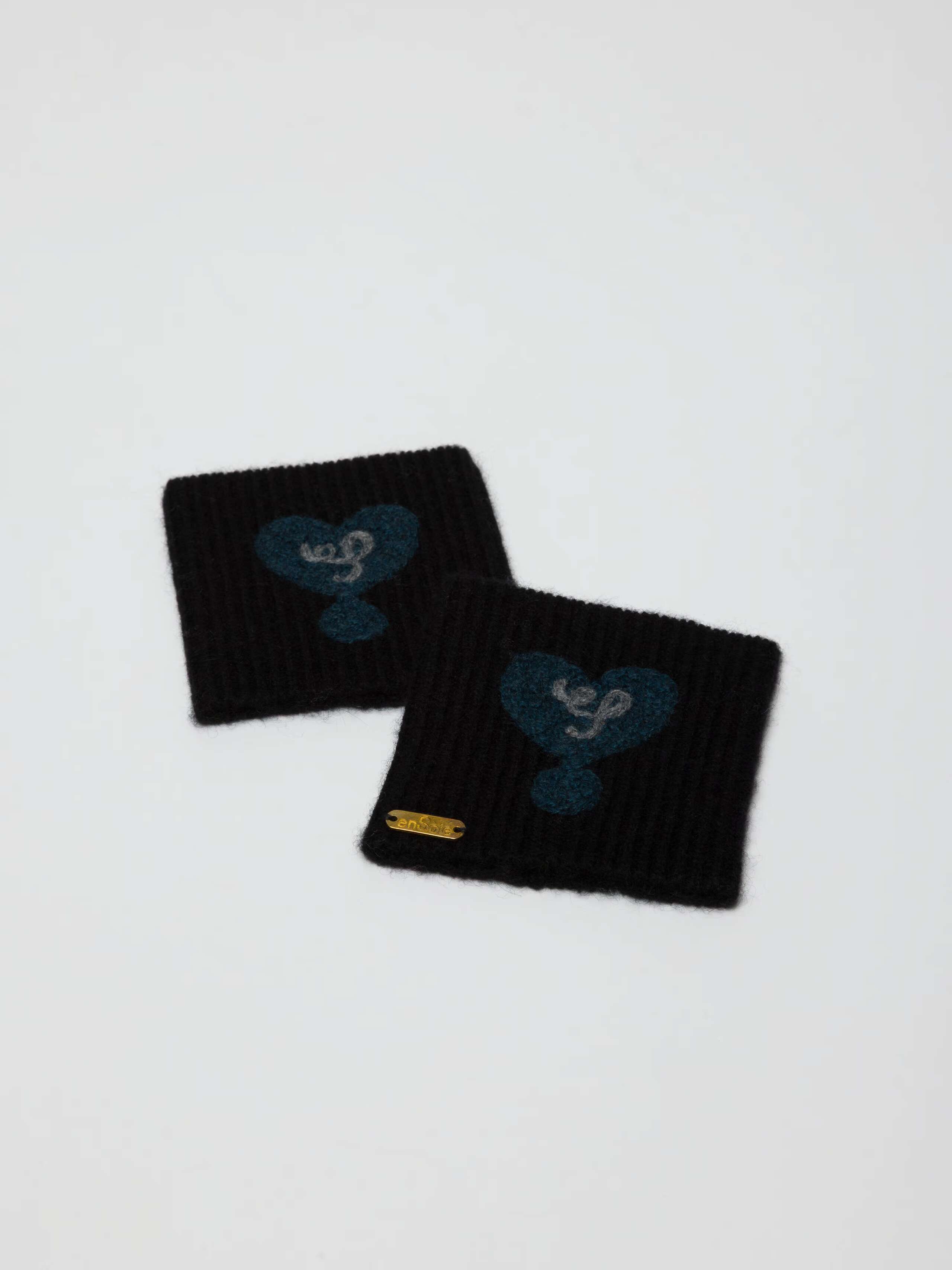 Picture of black cashmere wrist warmers 