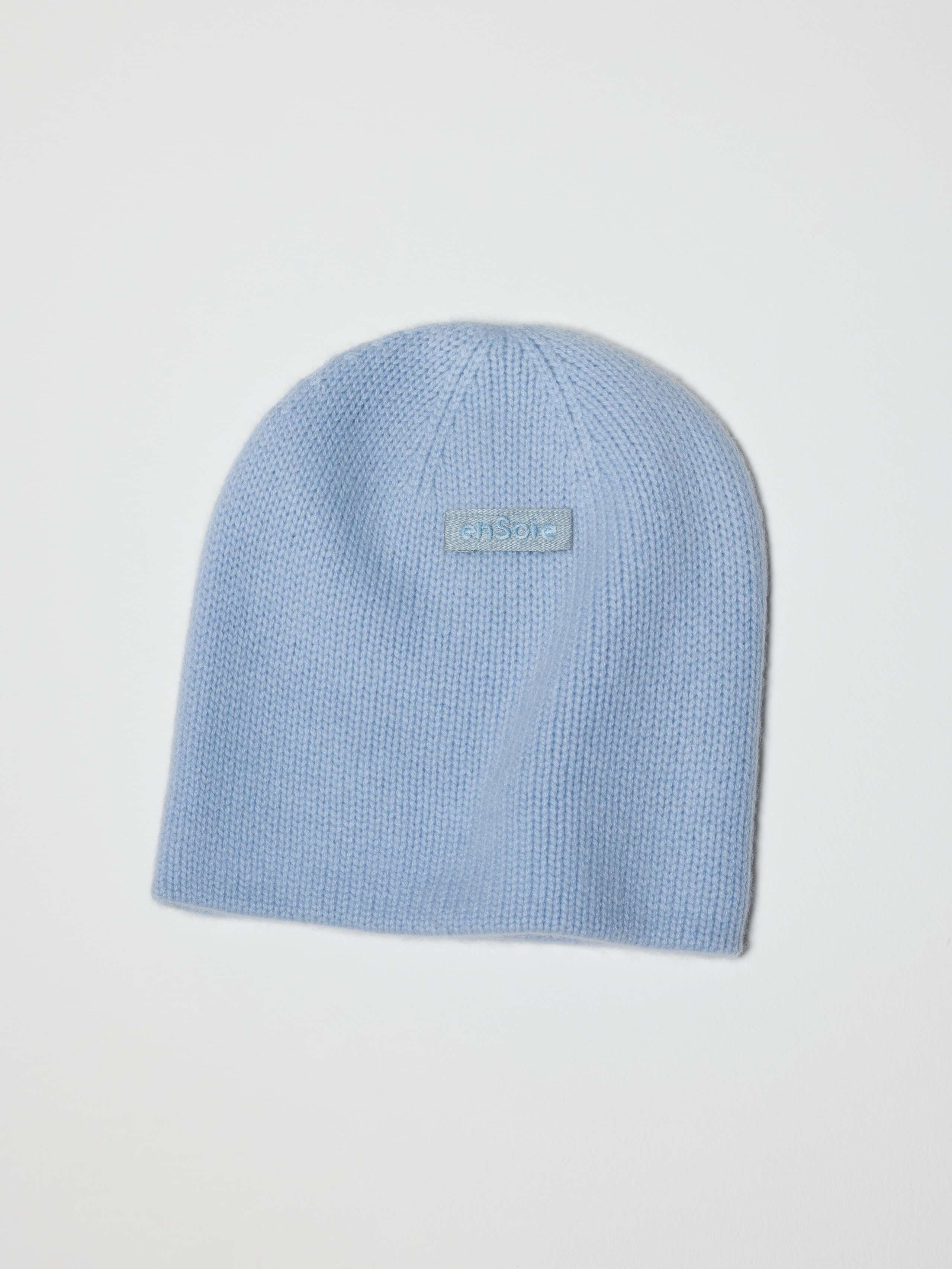 Picture of a light blue cashmere beanie
