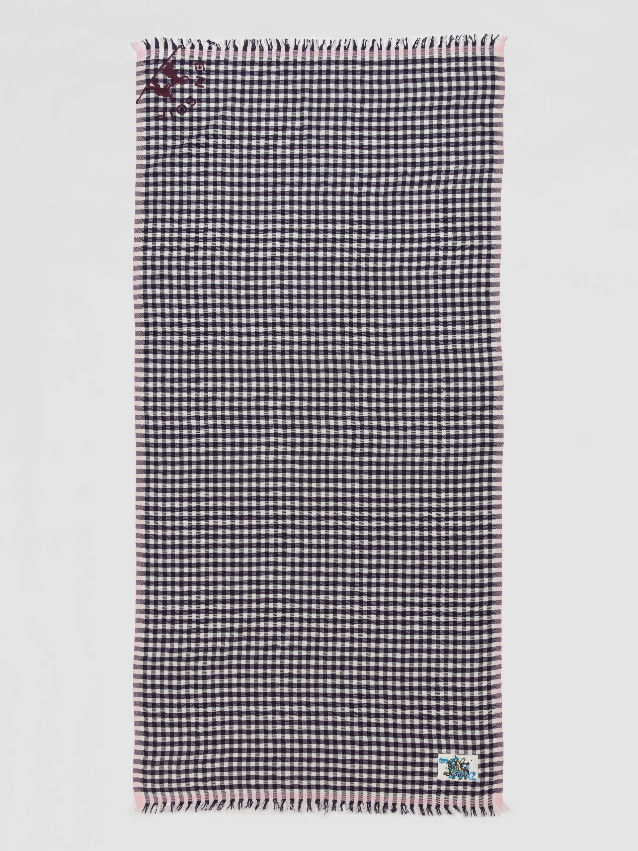 Satu scarf 190 in vichy navy wool