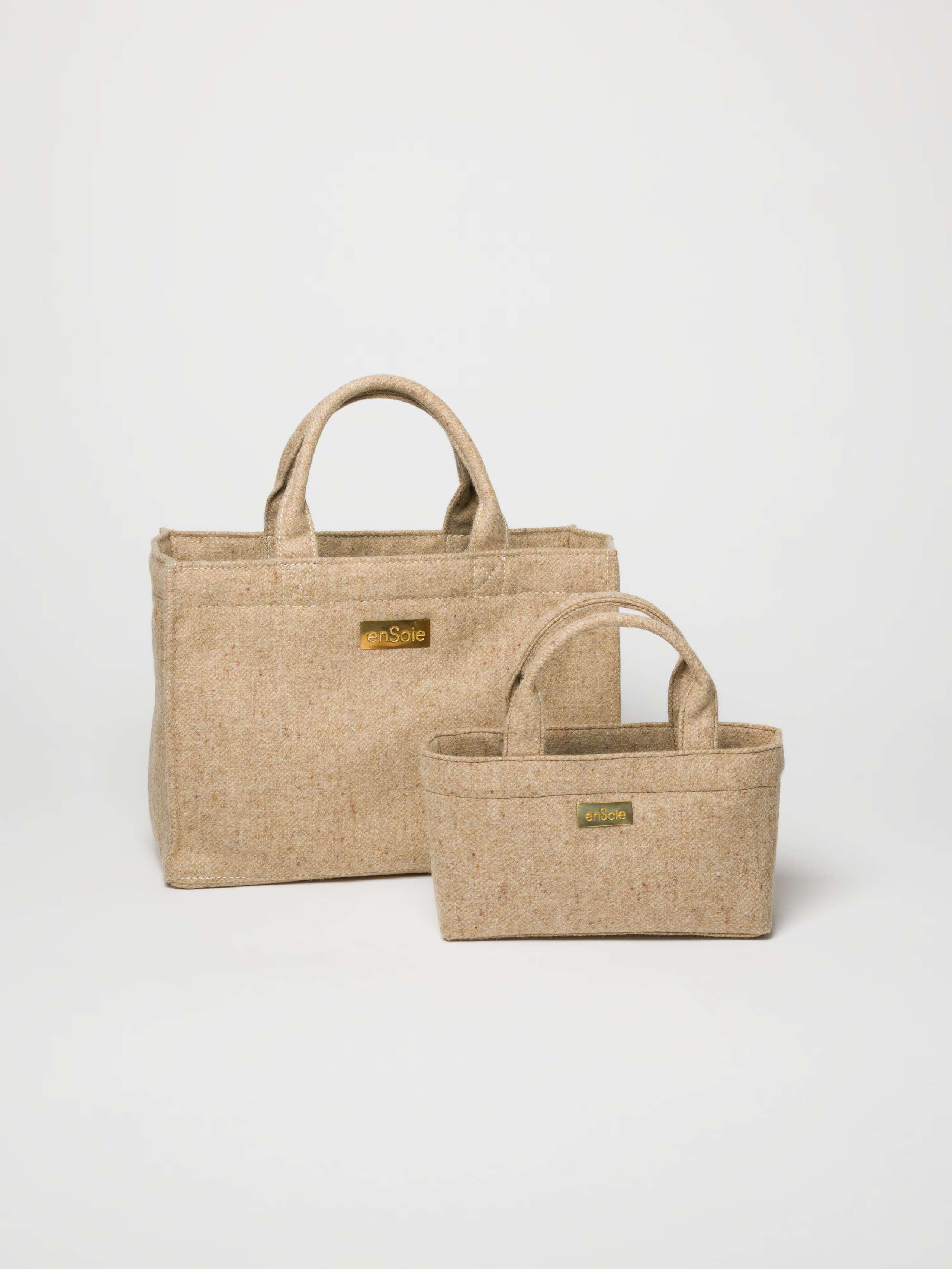 Library bag in beige donegal wool two sizes