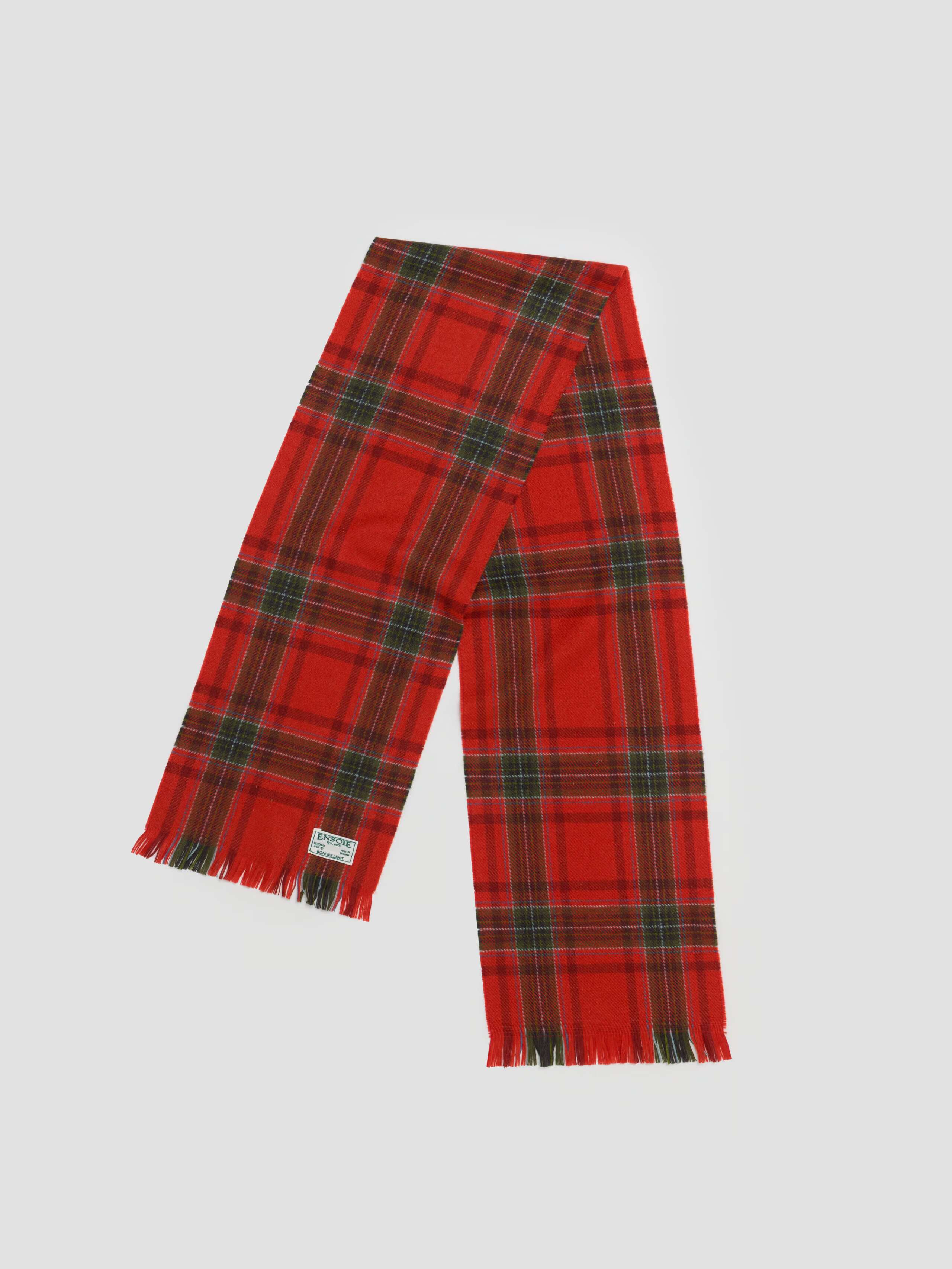 Dale scarf in woven wool bonfire lights red check 