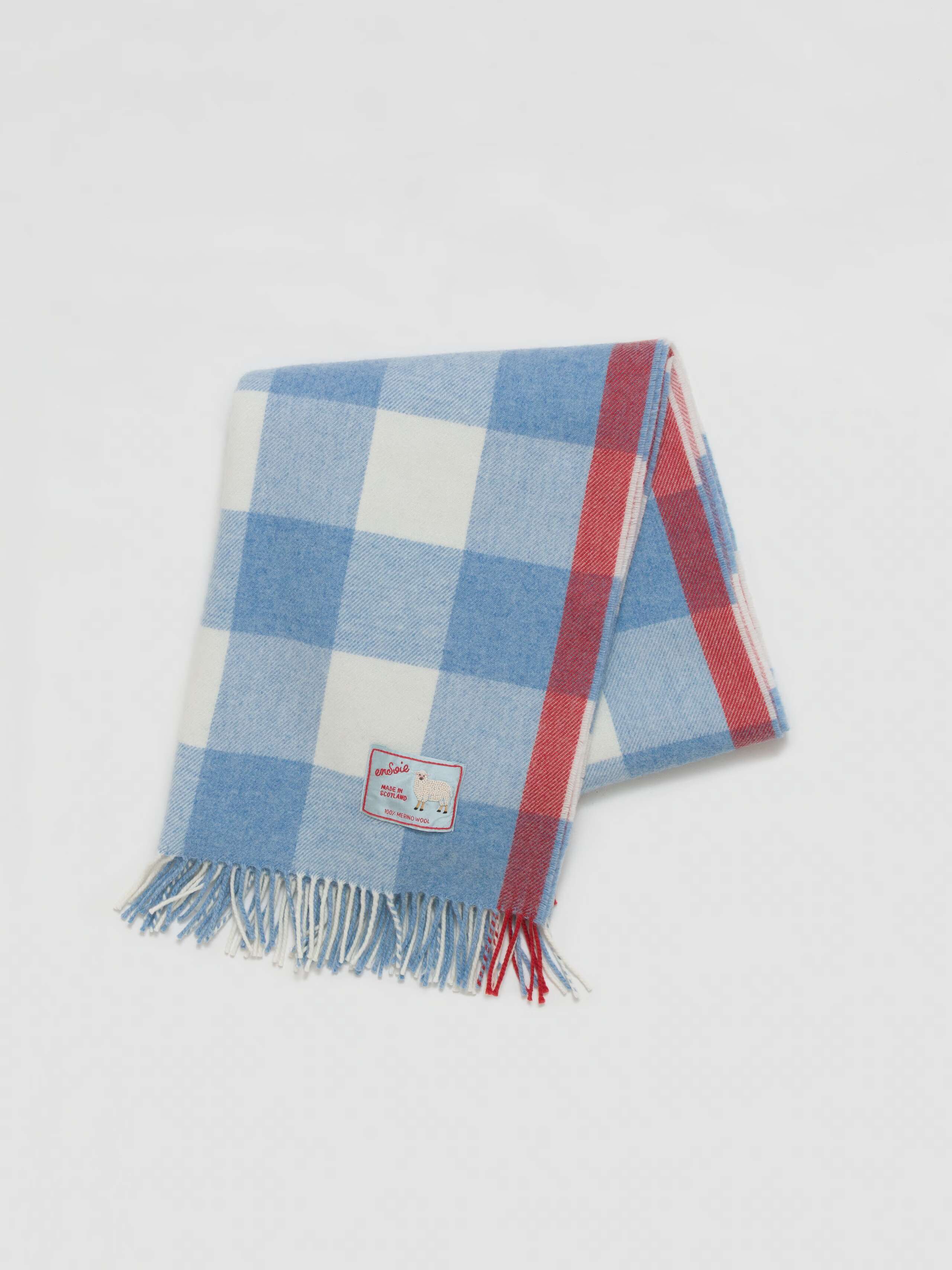 James Wool Blanket in lightblue vichy check