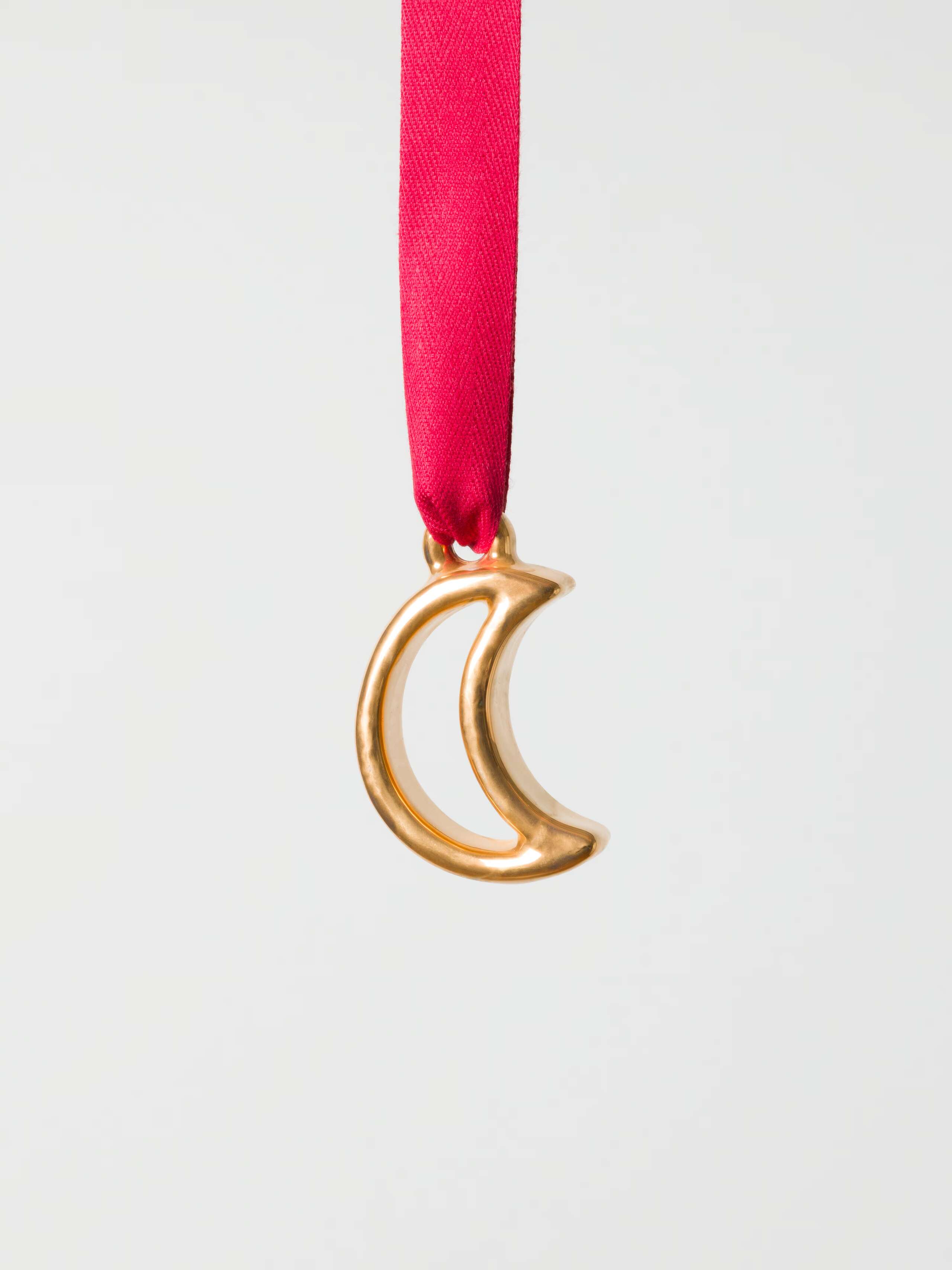 Moon cookie cutter ceramic ornament in gold