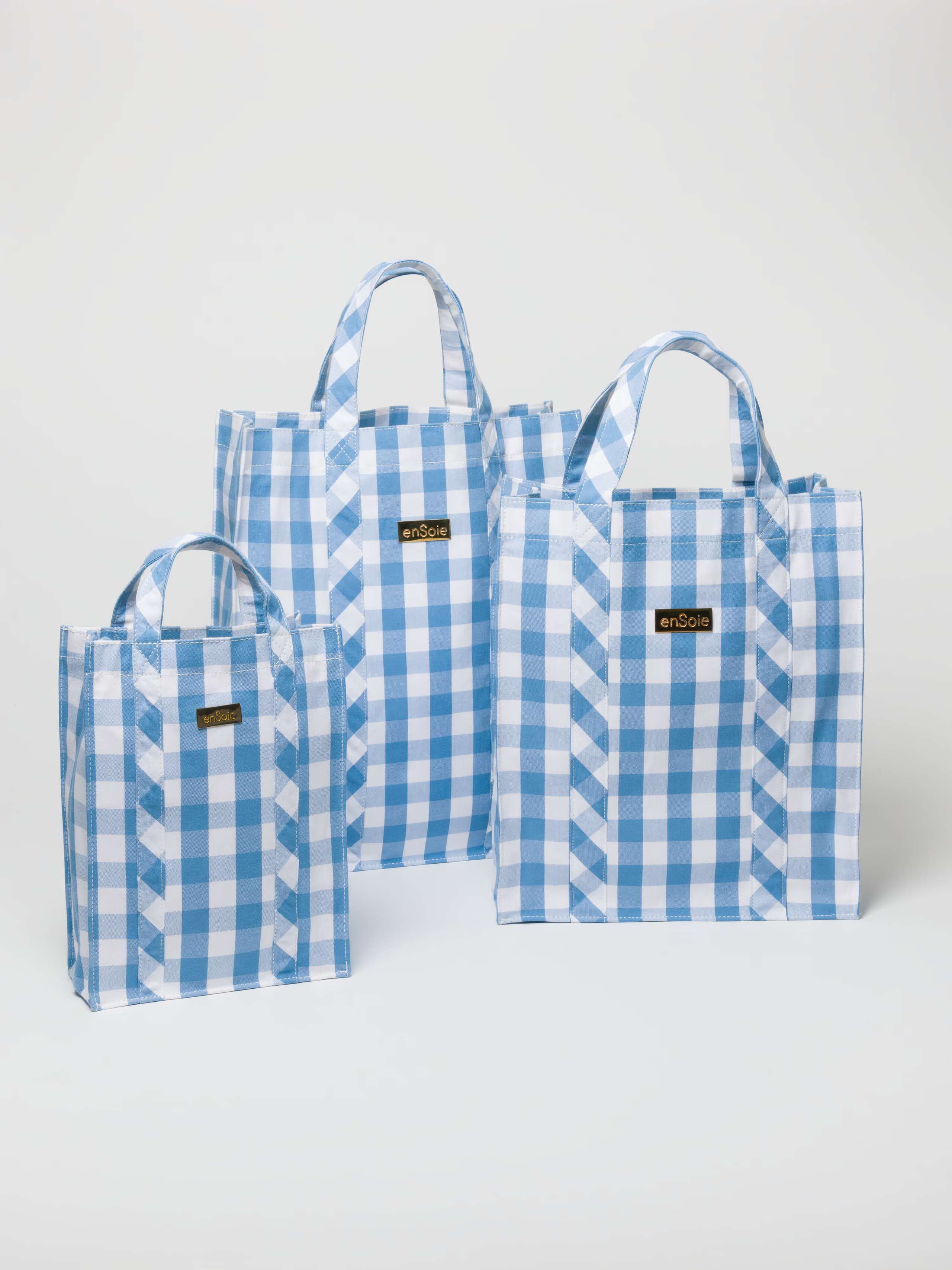 Cabas Bag in large Vichy calm blue, three sizes