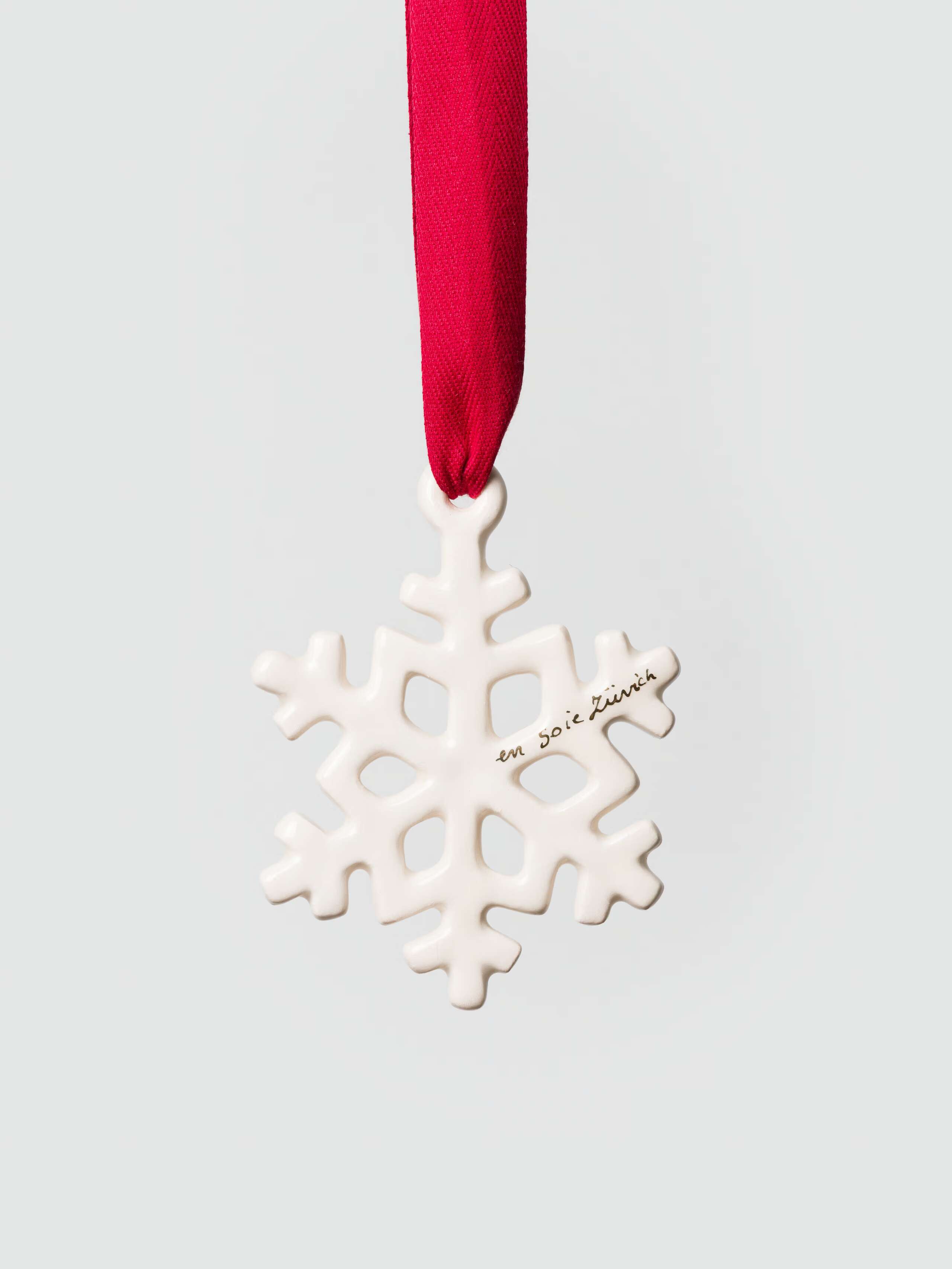 snowflake ceramic ornament in white