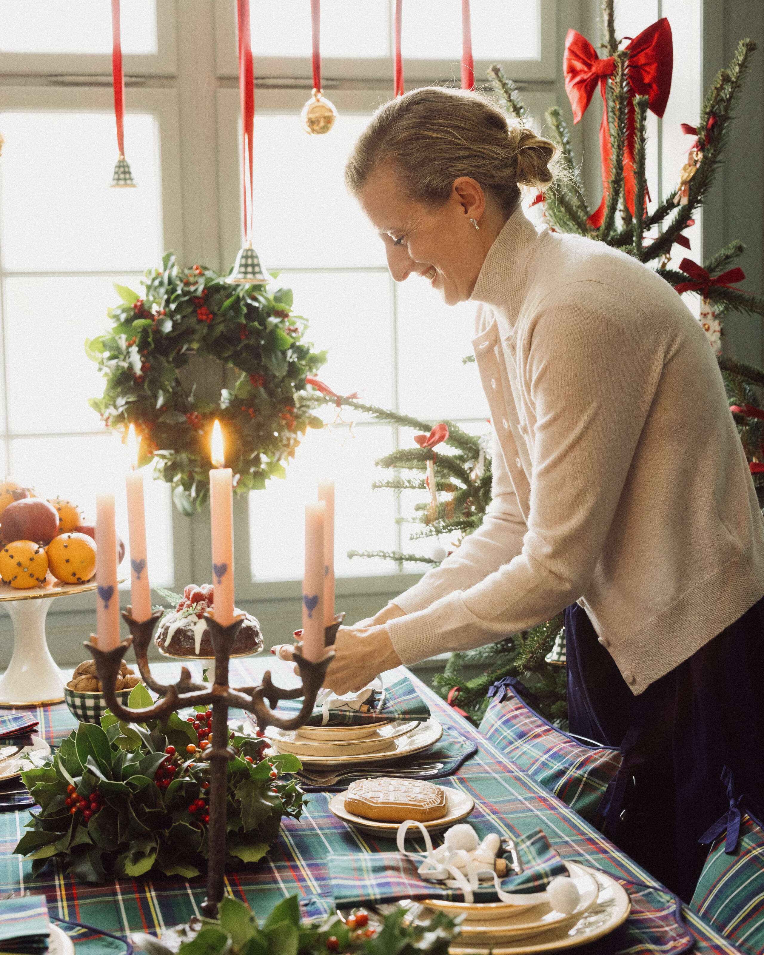 Picture of a women decorating festive table