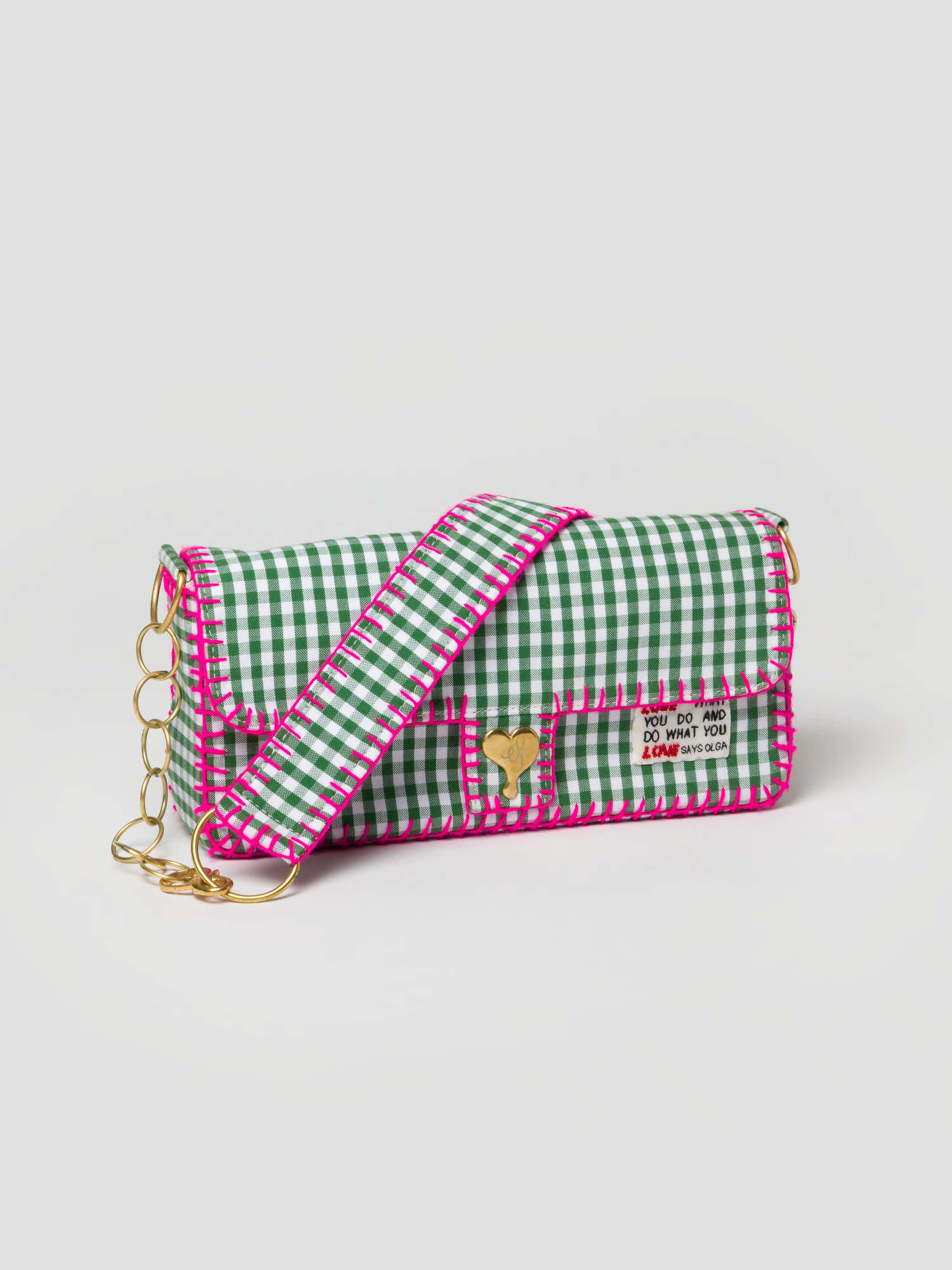 Sheri bag in linden green vichy check