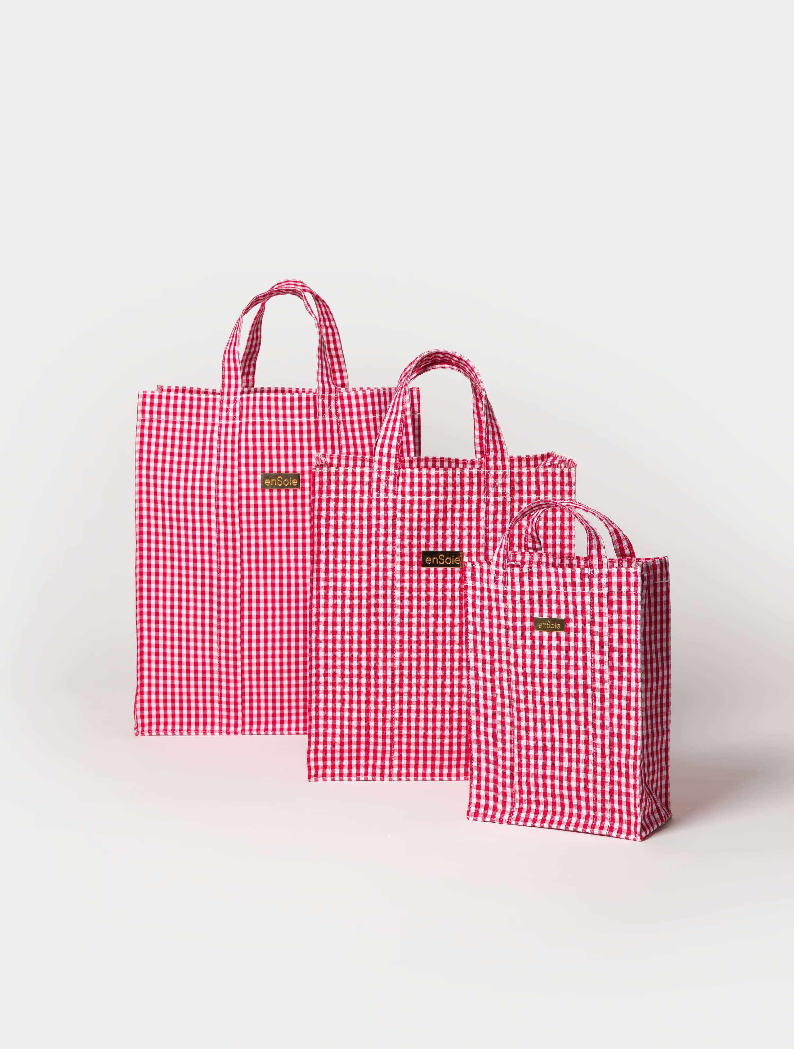 Cabas bag vichy in enSoie Red, overview