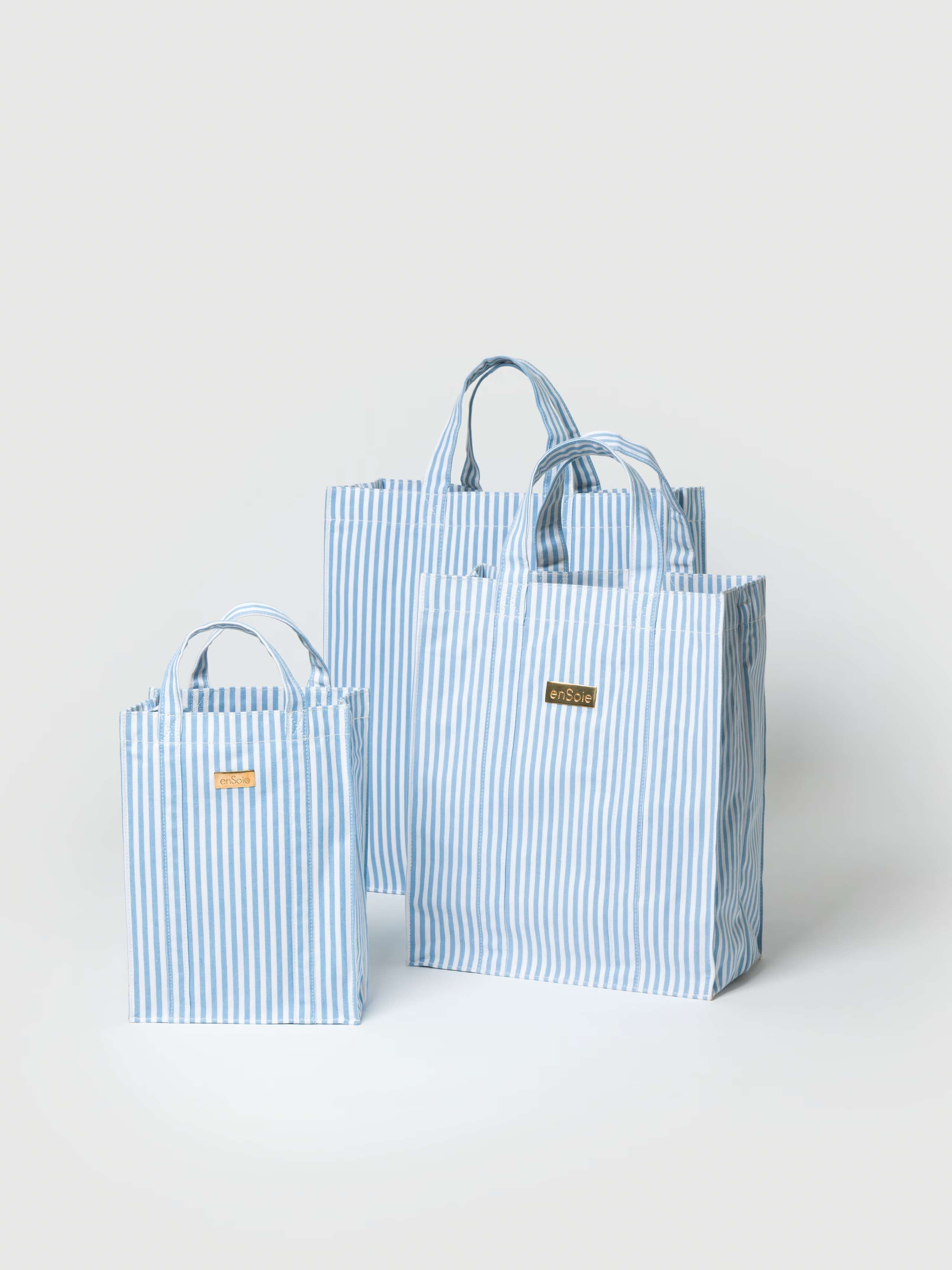 Cabas bag striped in Cerulean Blue, overview