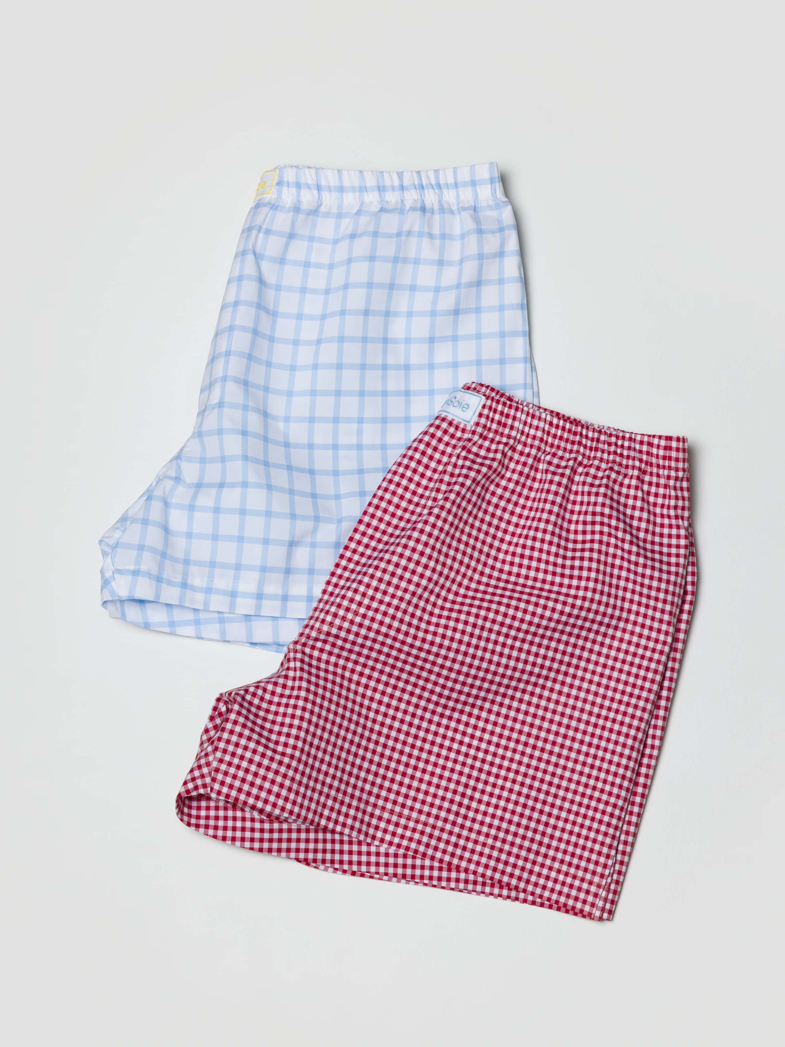 Theo Boxershorts (Set of 2) in Bright Blue check and Calm Red vichy