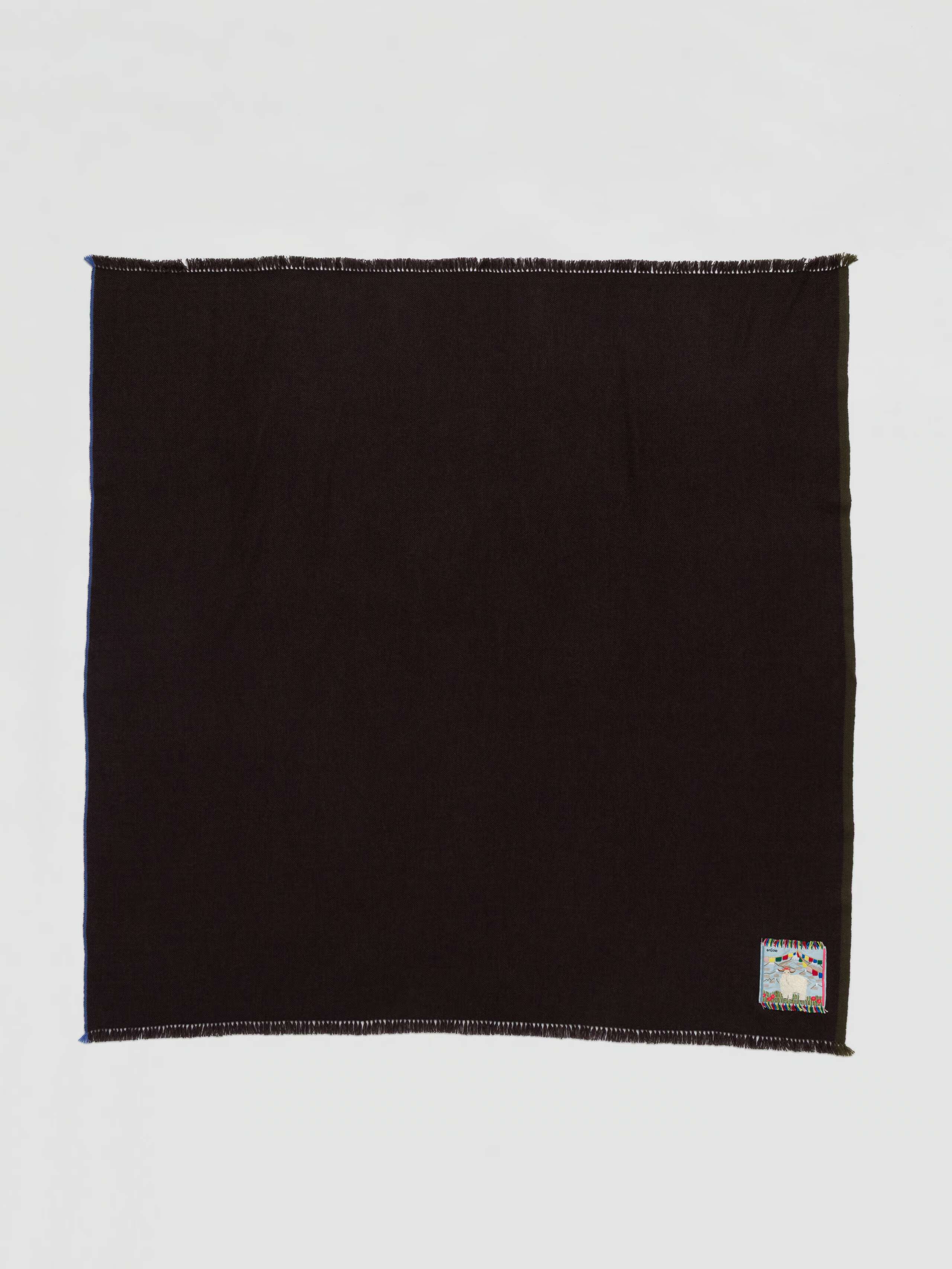 Picture of Cashmere Blia stole 130cm in Dark Brown with hand-embroidered label