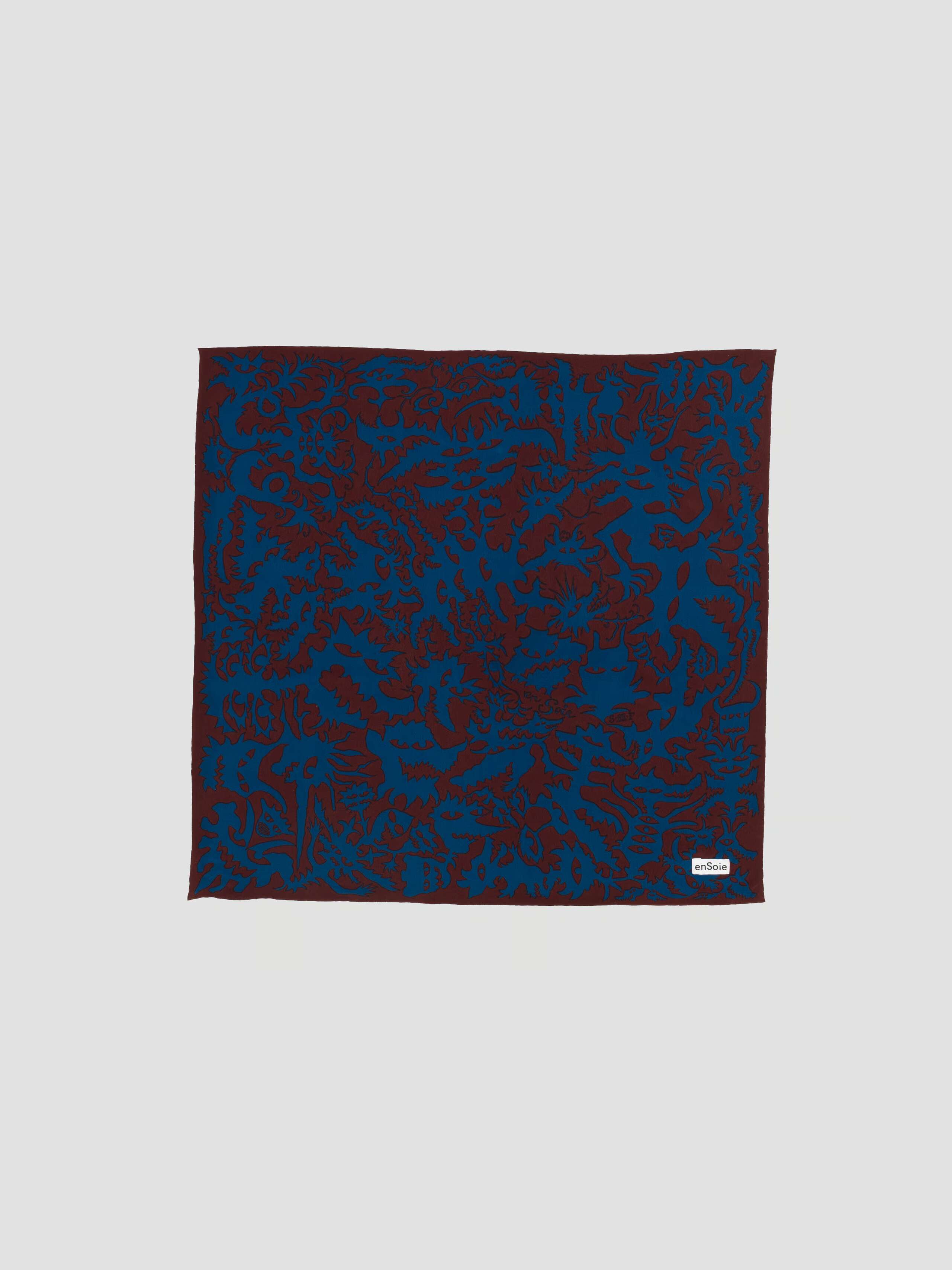 Product Shot of Crepe de Chine Monster Foulard Brown-Navy