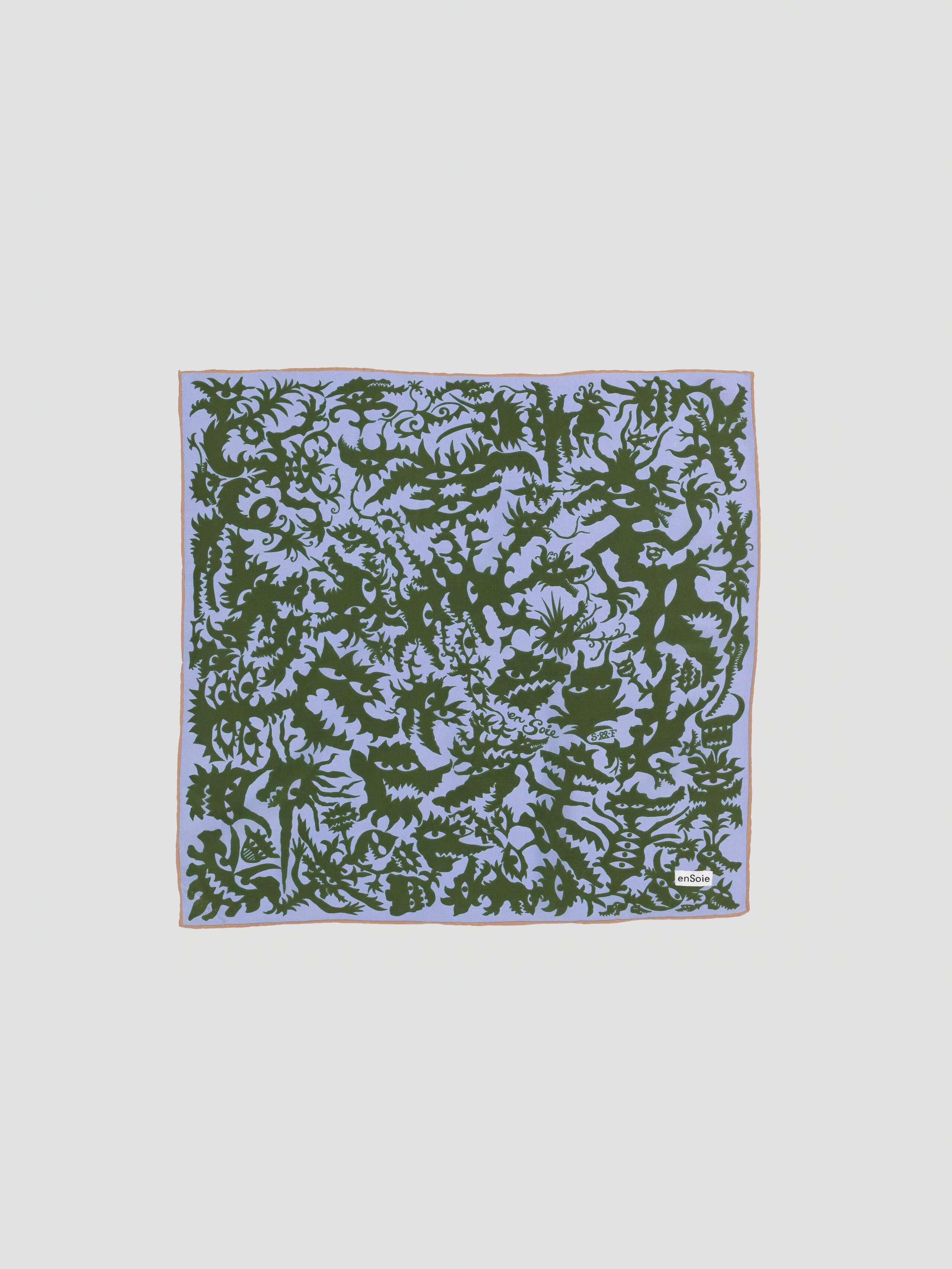 Product Shot of Crepe de Chine Monster Foulard Blue-Green