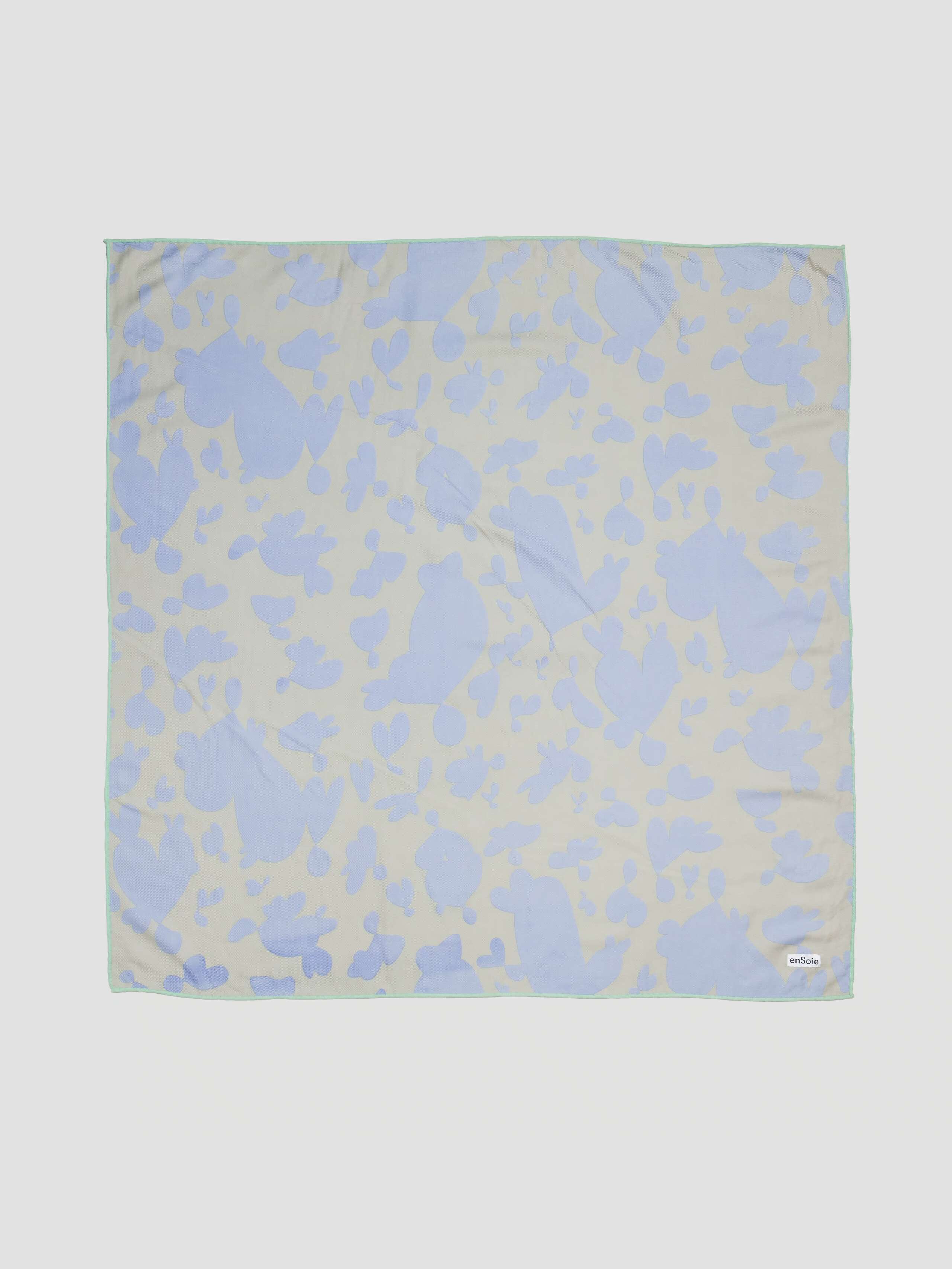 Product Shot of Inspired Hearts Wool Foulard in Olive-Green 