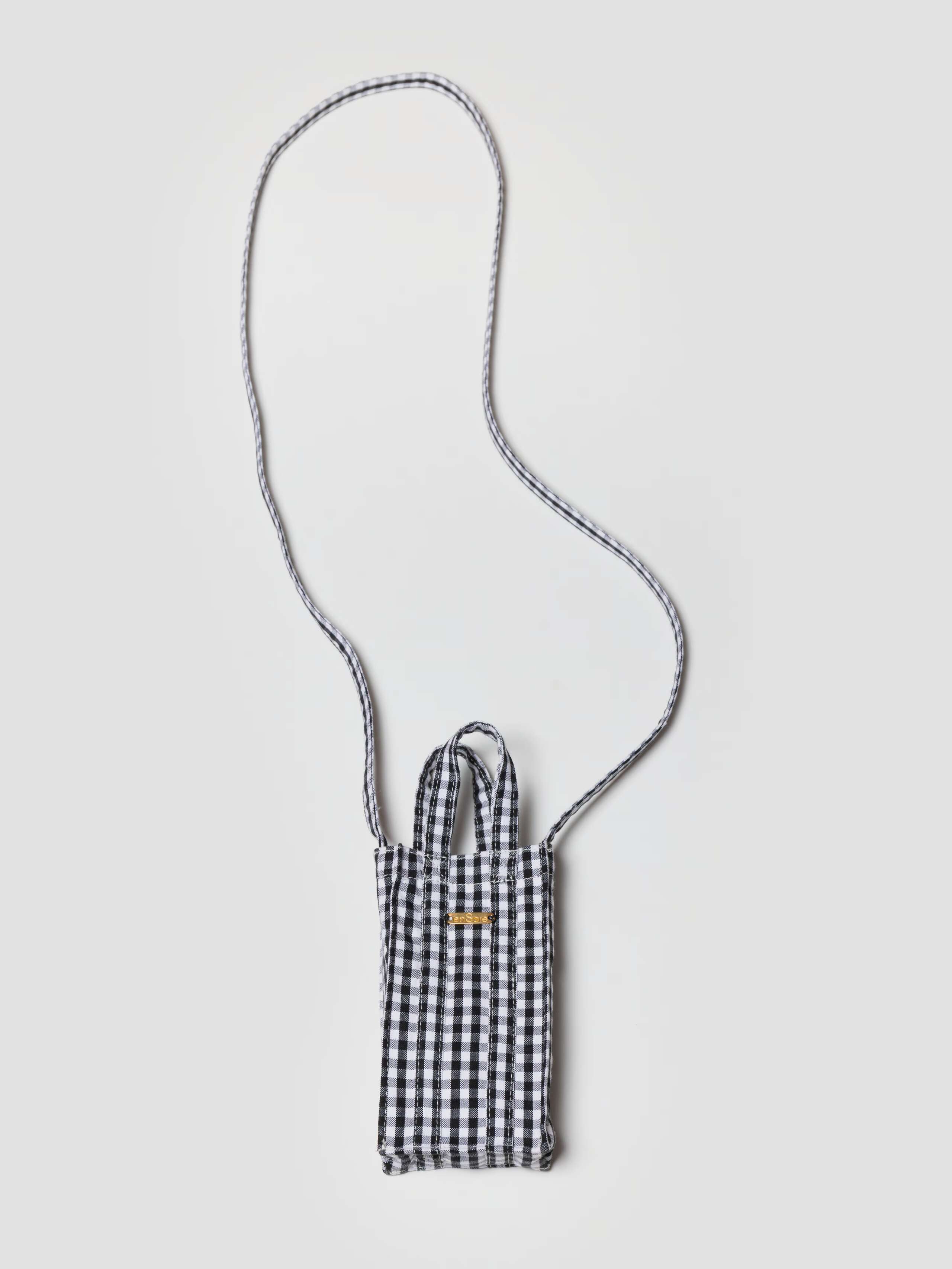 Product Shot of Cabas Phone Bag in Black Vichy