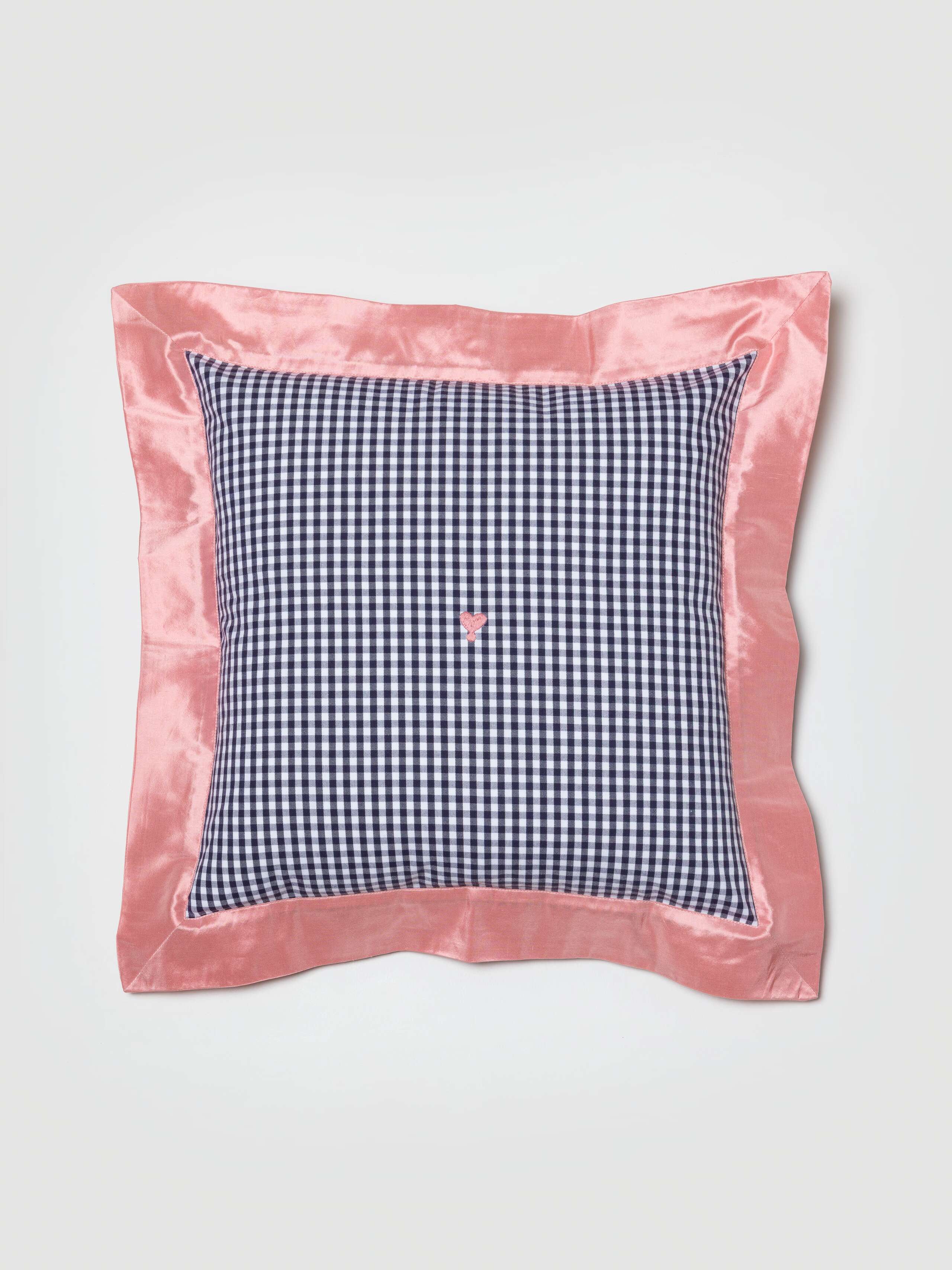 Mila pillow cover in Zurich Navy vichy with rose doupion frame
