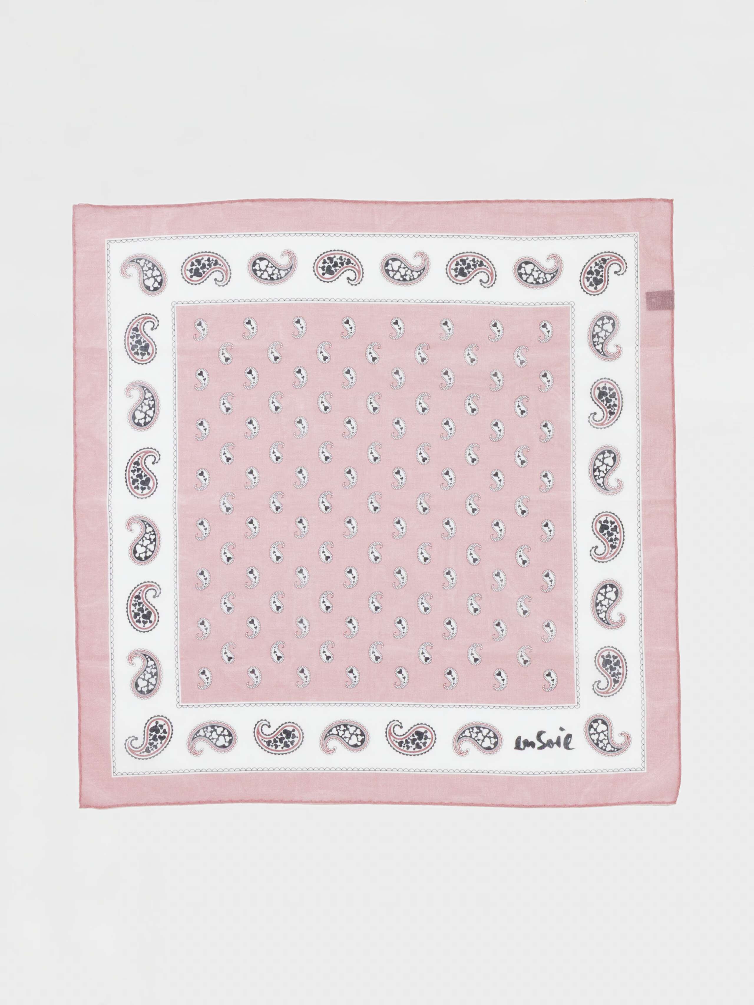 Product Shot of Carre Foulard Paisley Print in Blush