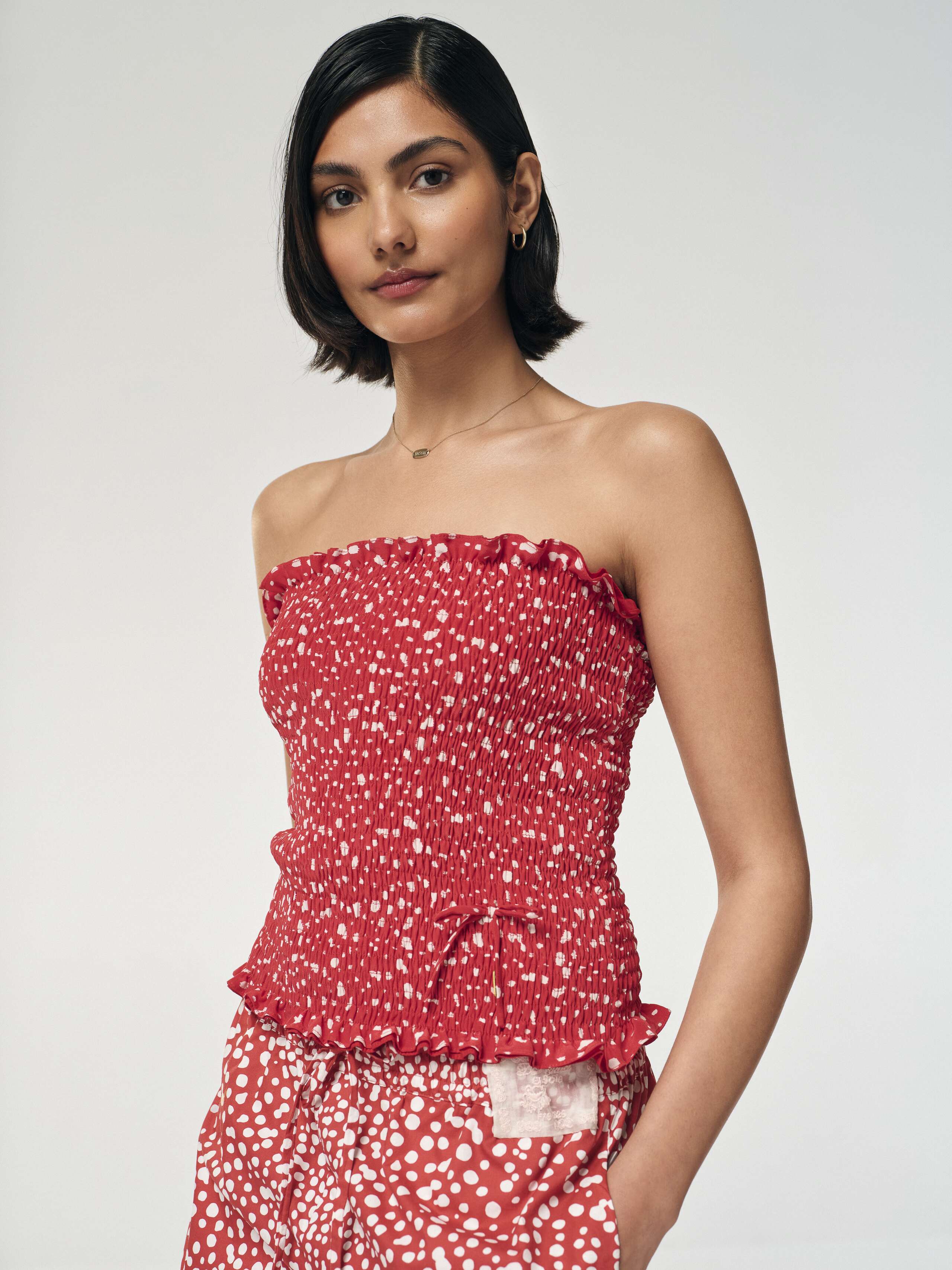 Berry top, red dot print