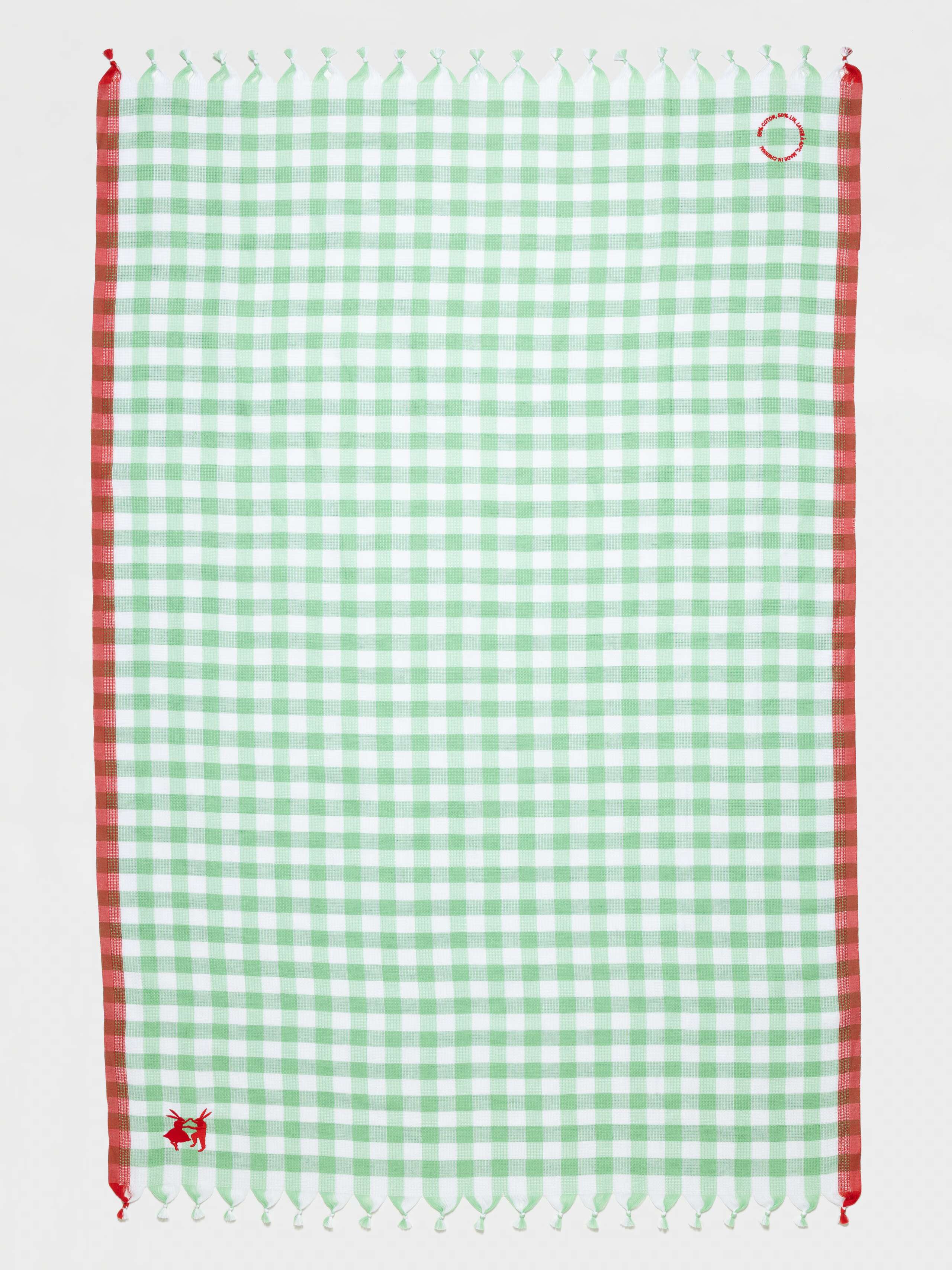 Product shot of Dobby Bath Towel in Green Vichy