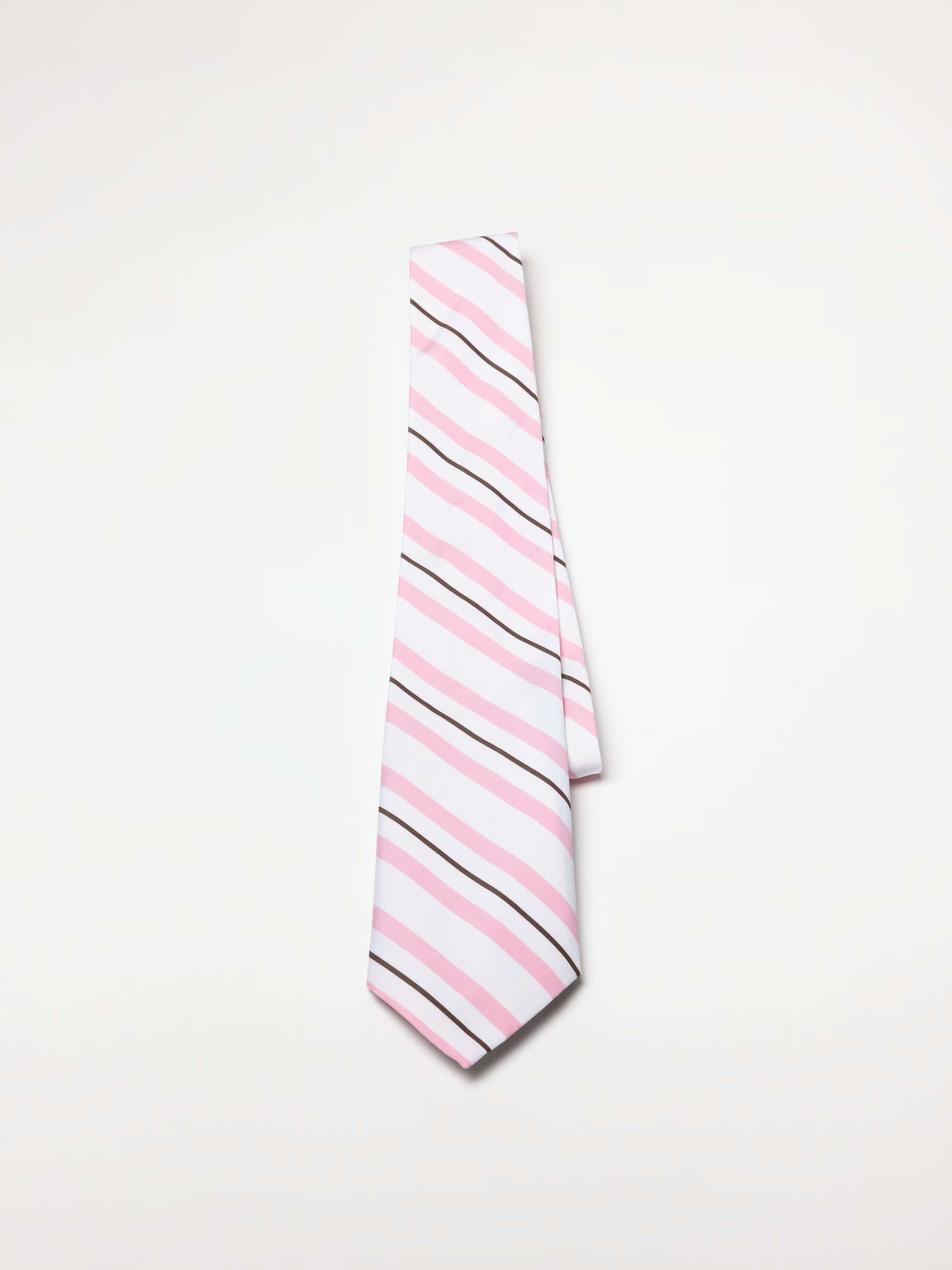 Product Shot of cotton poplin Tie in Pink Stripe